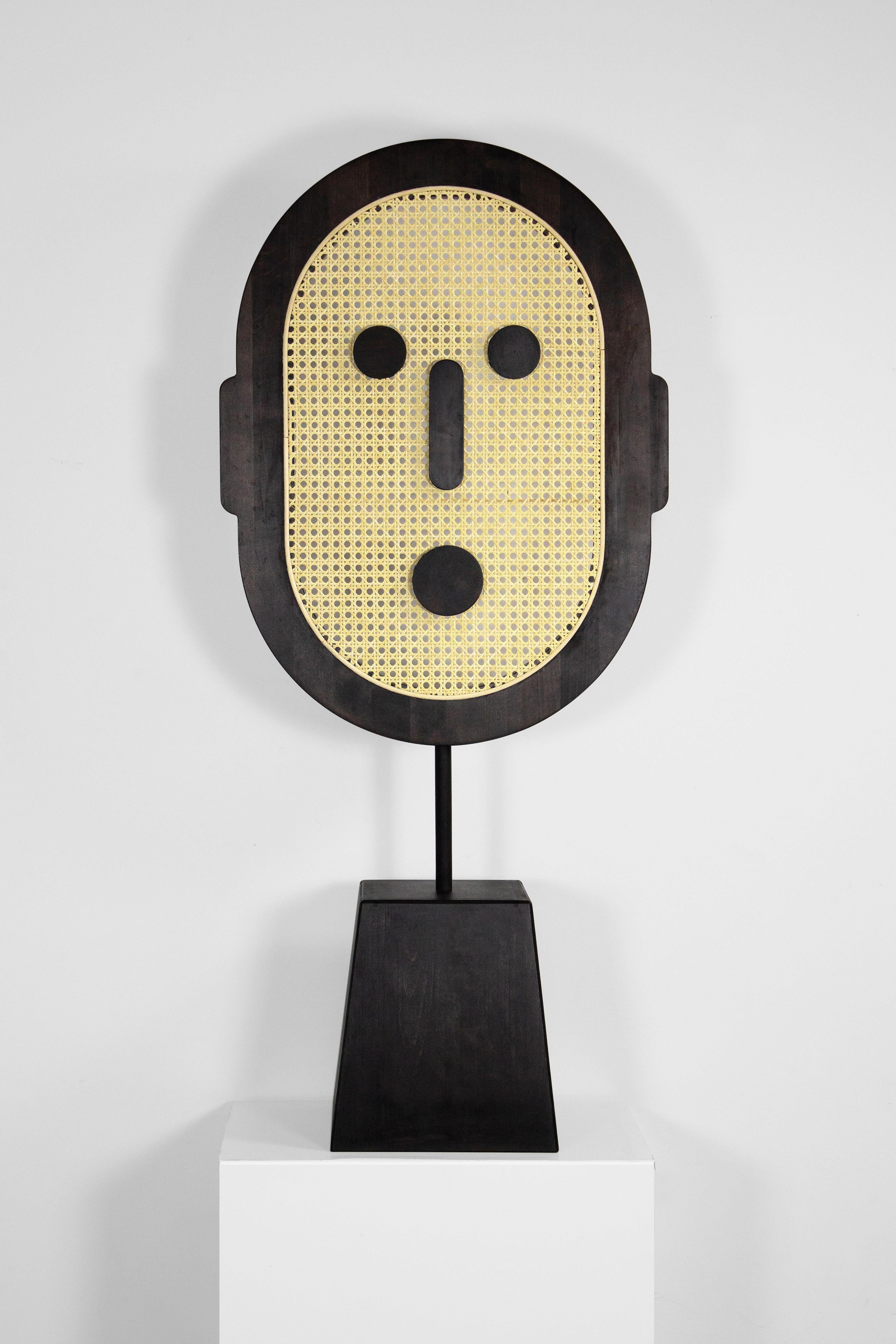 Post-Modern Poorex Face Rattan Mask Decorative Object by Nów For Sale