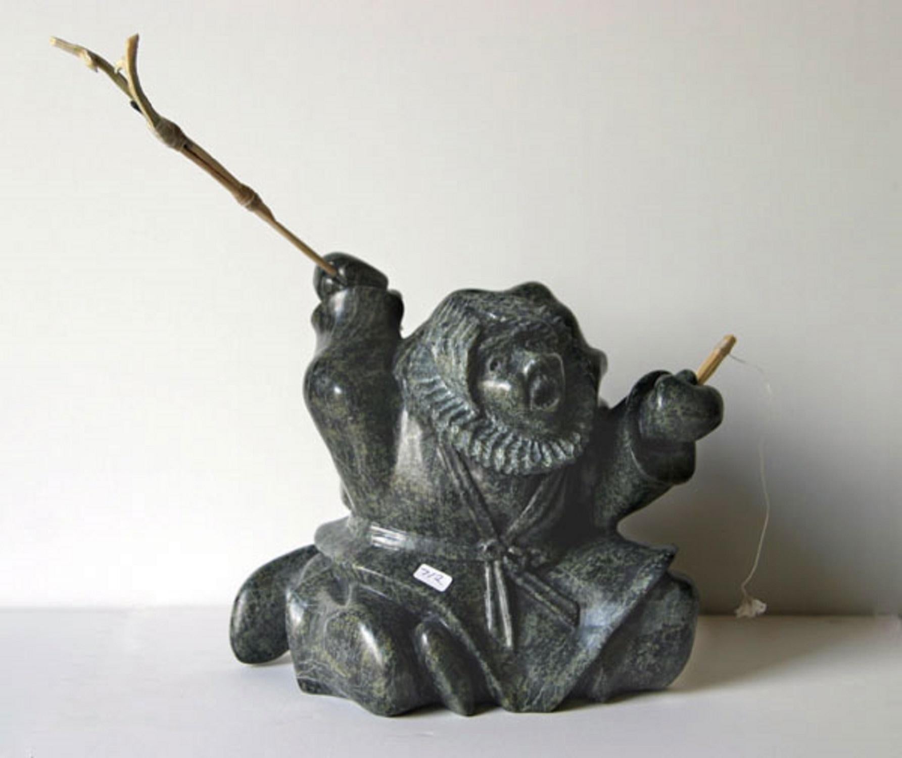 Inuit : Hunter with Spear - Contemporain Mixed Media Art par Pootoogook Jaw
