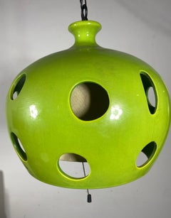 Pop 60s / 70s Italian Ceramic Pottery Pendant Chandelier.Stylized, unusual