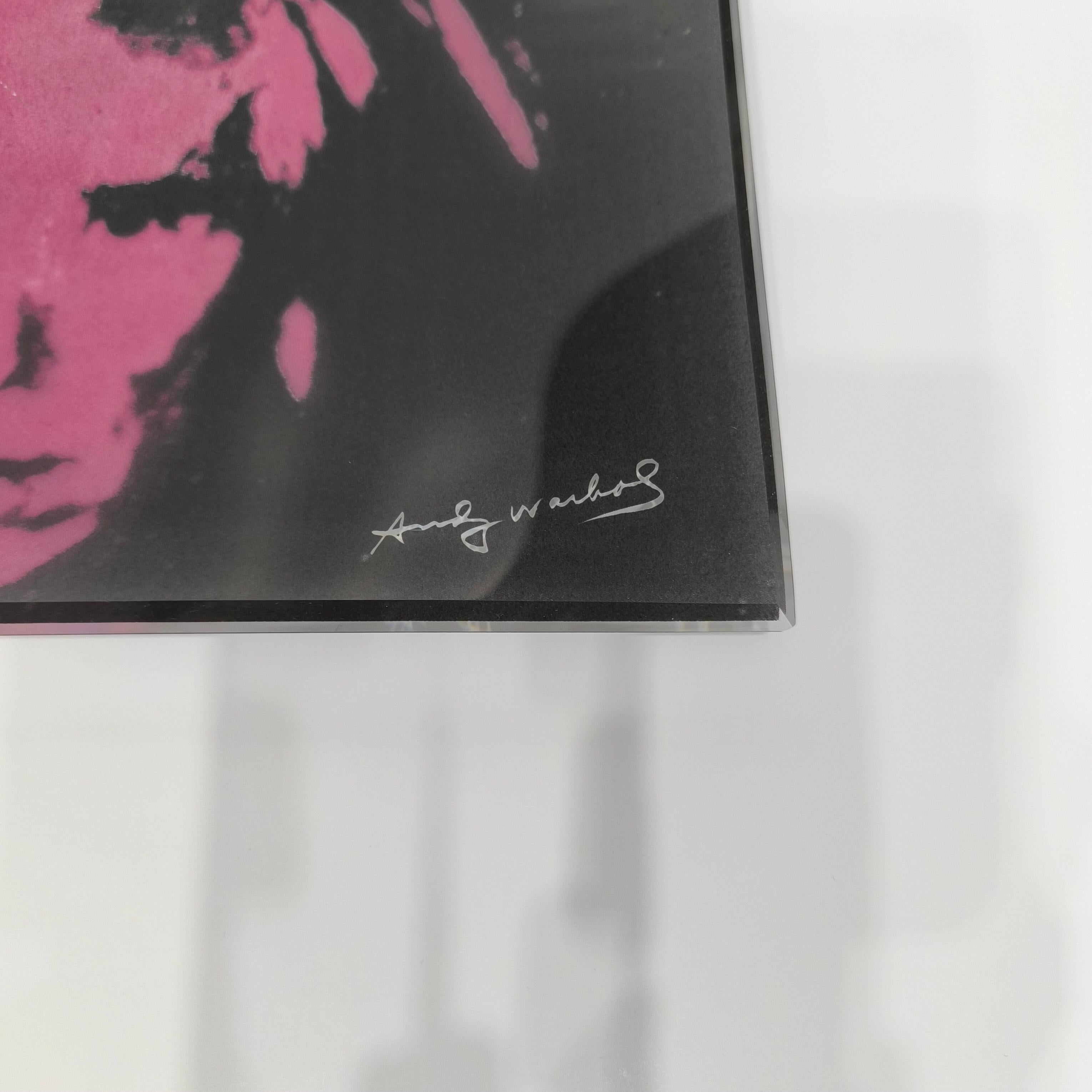 Pop Art Andy Warhol Self Portrait Square Glass Tray, Rosenthal, 1990s For Sale 4