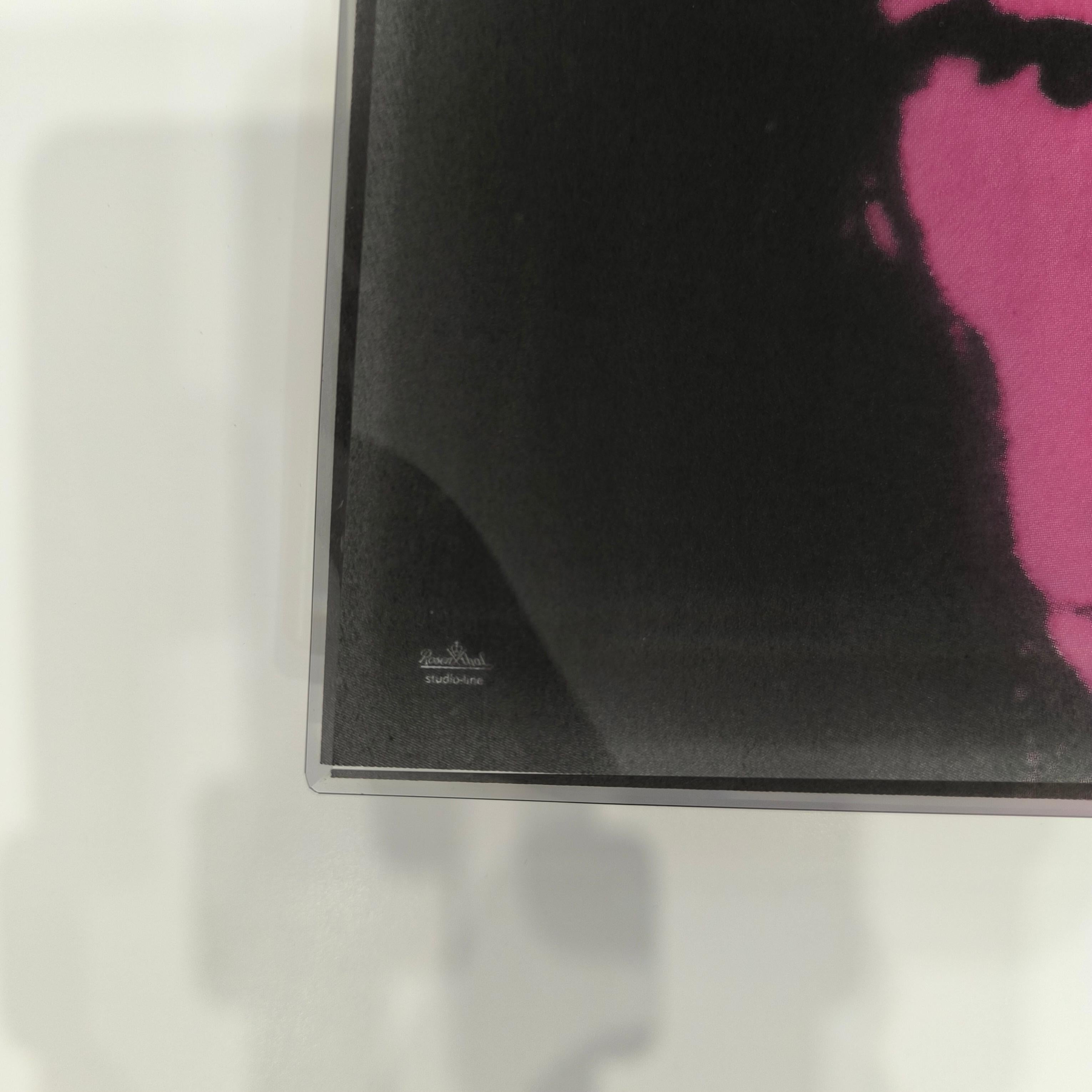 Pop Art Andy Warhol Self Portrait Square Glass Tray, Rosenthal, 1990s For Sale 5