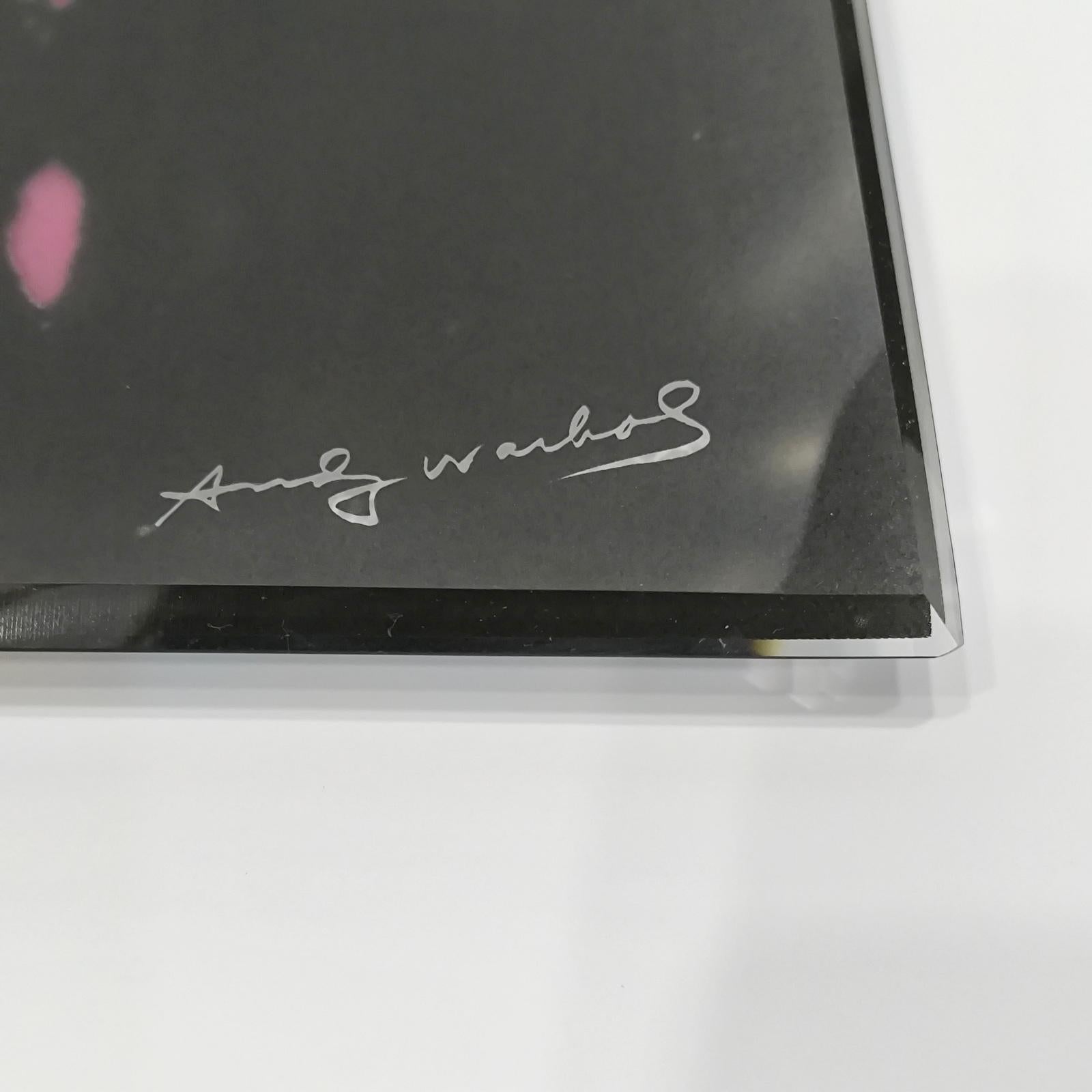 Late 20th Century Pop Art Andy Warhol Self Portrait Square Glass Tray, Rosenthal, 1990s For Sale