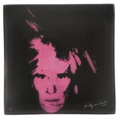 Vassoio di vetro quadrato Pop Art Andy Warhol Self-Portrait, Rosenthal, anni '90