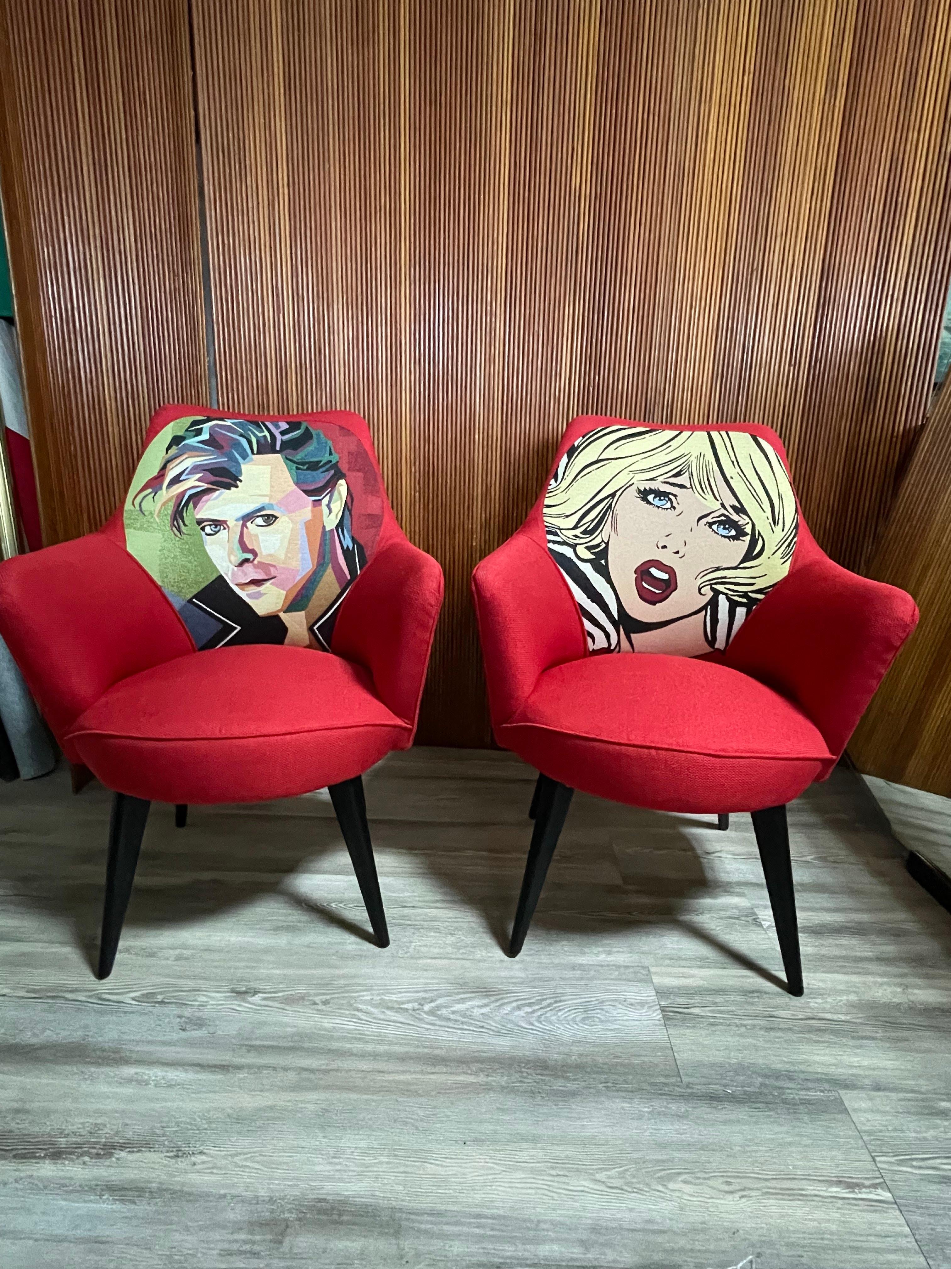 Mid-20th Century Pop-Art Armchairs, Italy, 1950 For Sale
