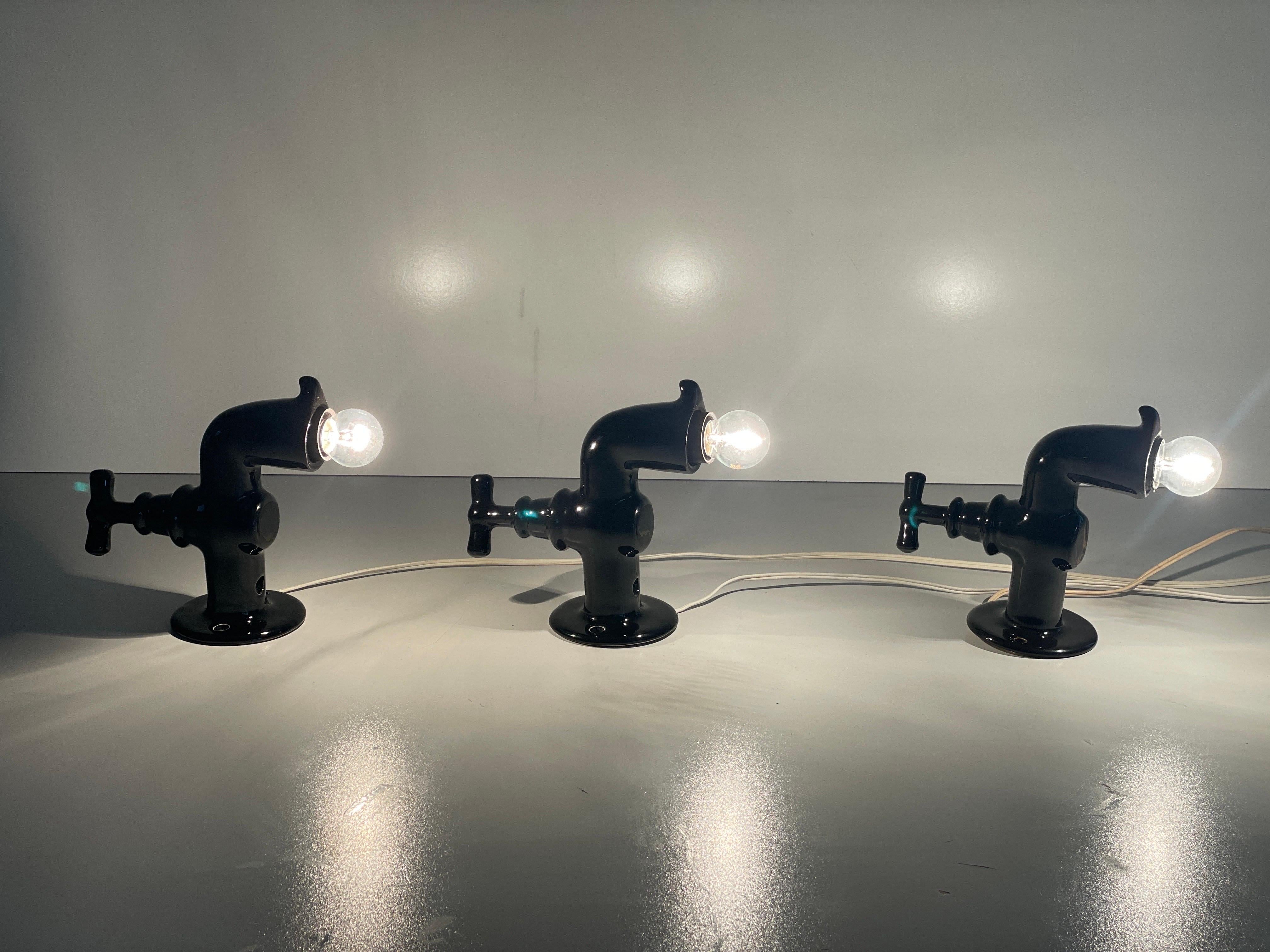 Schwarzer Pop-Art-Wandleuchter aus Keramik in Faucet-Form, 1970er Jahre, Deutschland im Angebot 13