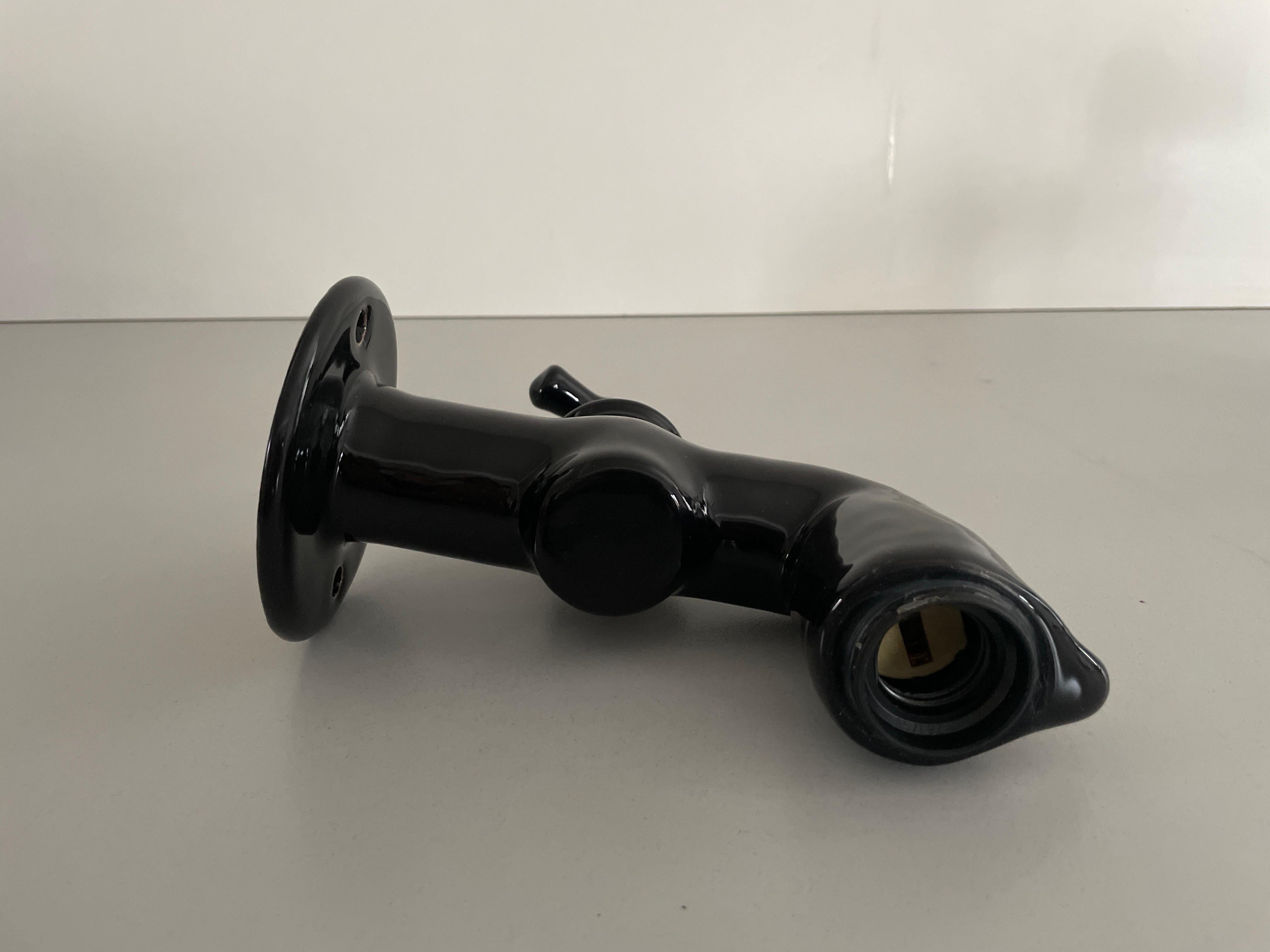 Schwarzer Pop-Art-Wandleuchter aus Keramik in Faucet-Form, 1970er Jahre, Deutschland im Angebot 4