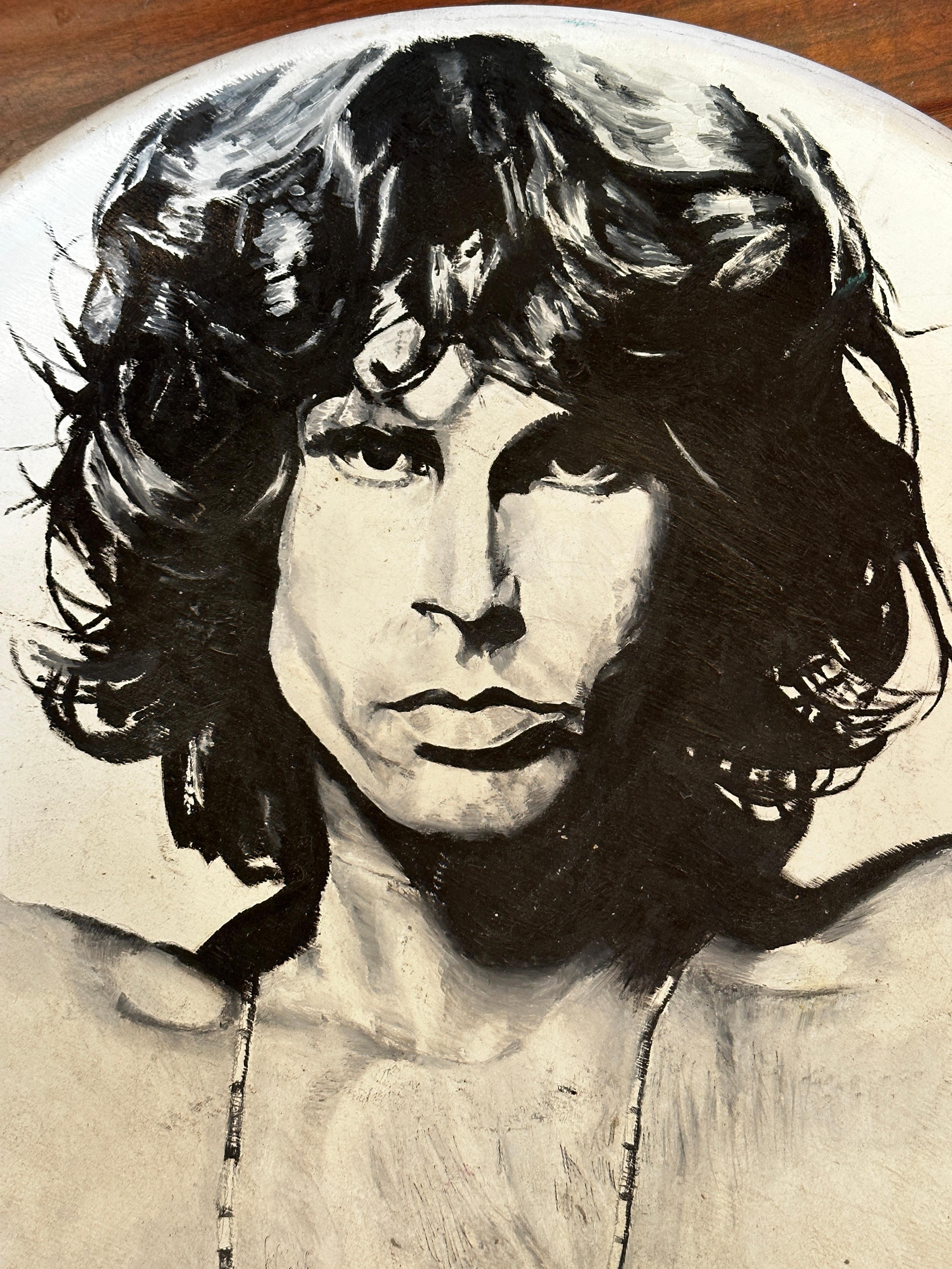 Pop Art Black & White Large Collector Plate of Jim Morrison  In Excellent Condition For Sale In Pasadena, CA