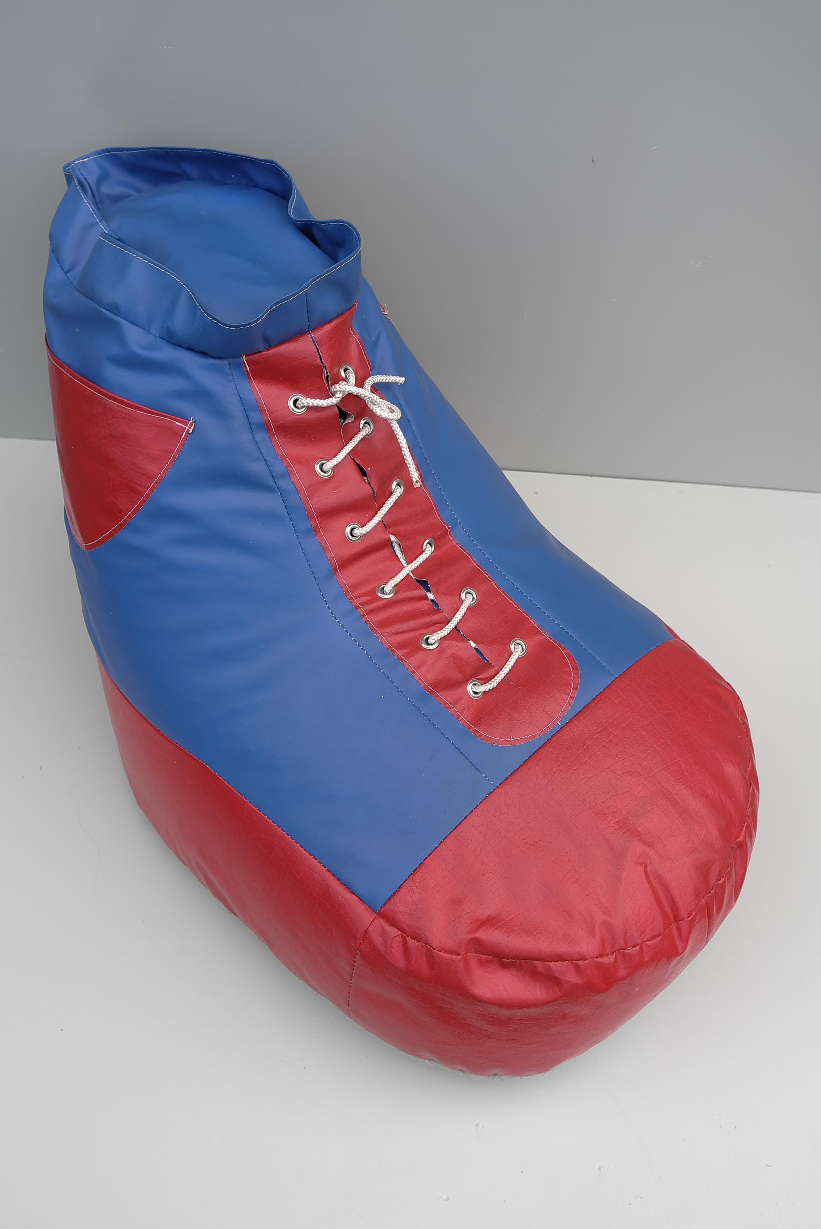 Faux Leather Pop Art Boxing Shoe Mid-Century Pouf, Ottoman, 1970s, Switzerland For Sale