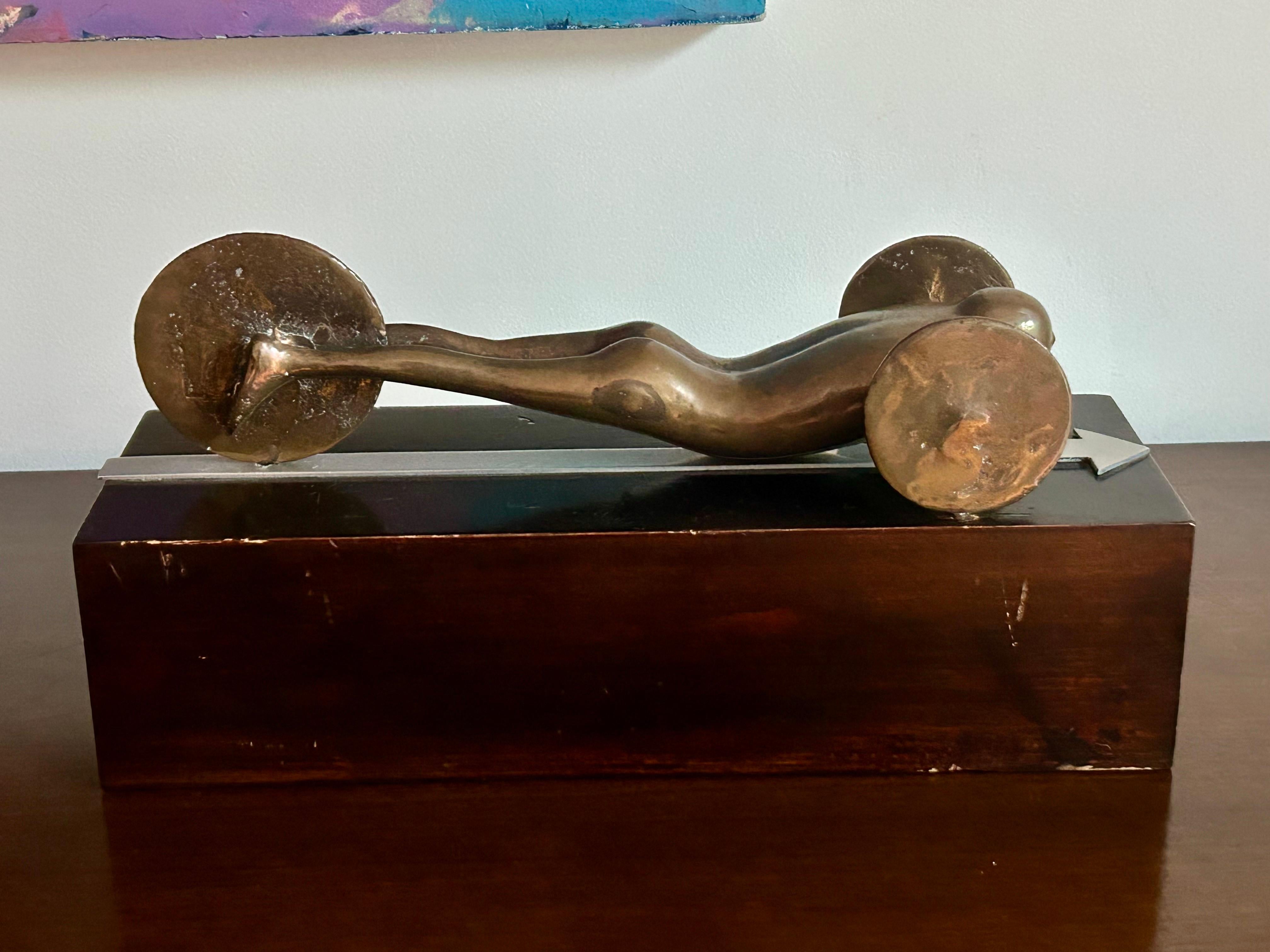 Modern Pop Art Bronze Auto-Man Sculpture after Trova For Sale