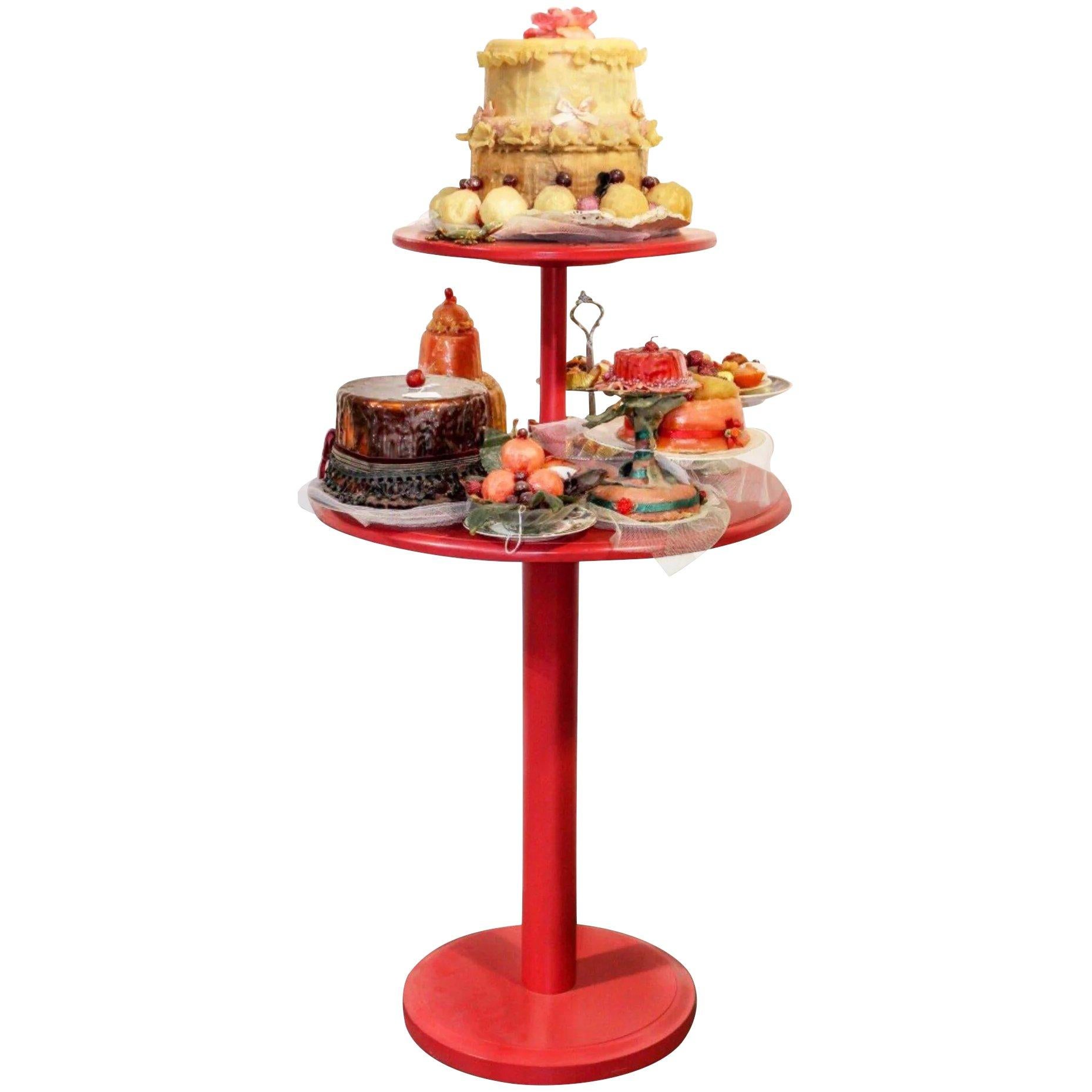 Pop Art Cake & Candy Mixed Media Mid-Century Post-Modern Sculpture Red Pedestal