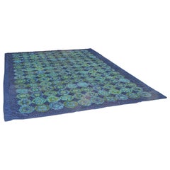 Pop Art Carpet from Vorwerk, 1960s Blue Virgin Wool, Pure Laine