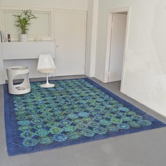 Pop Art Carpet from Vorwerk, 1960s Blue Virgin Wool, Pure Laine