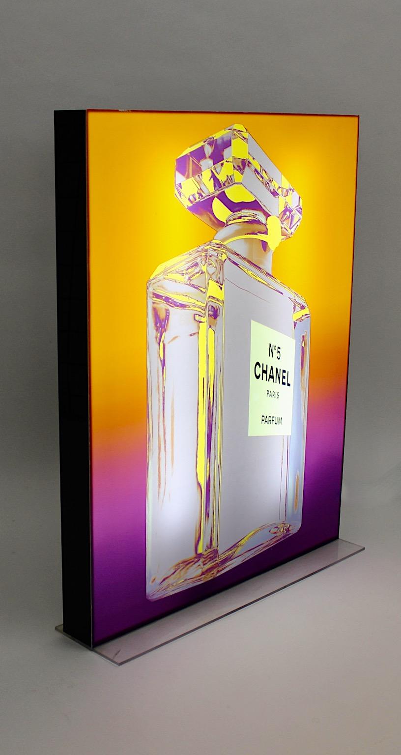 French Pop Art Chanel No. 5 Vintage Advertising Lighting Display after Andy Warhol 1999 For Sale