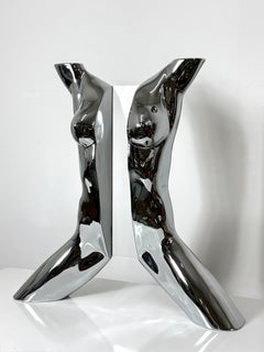 Pop Art Chrome Acrylic Nude Female Torso Wall Sculpture by Sandro Bocola 1970