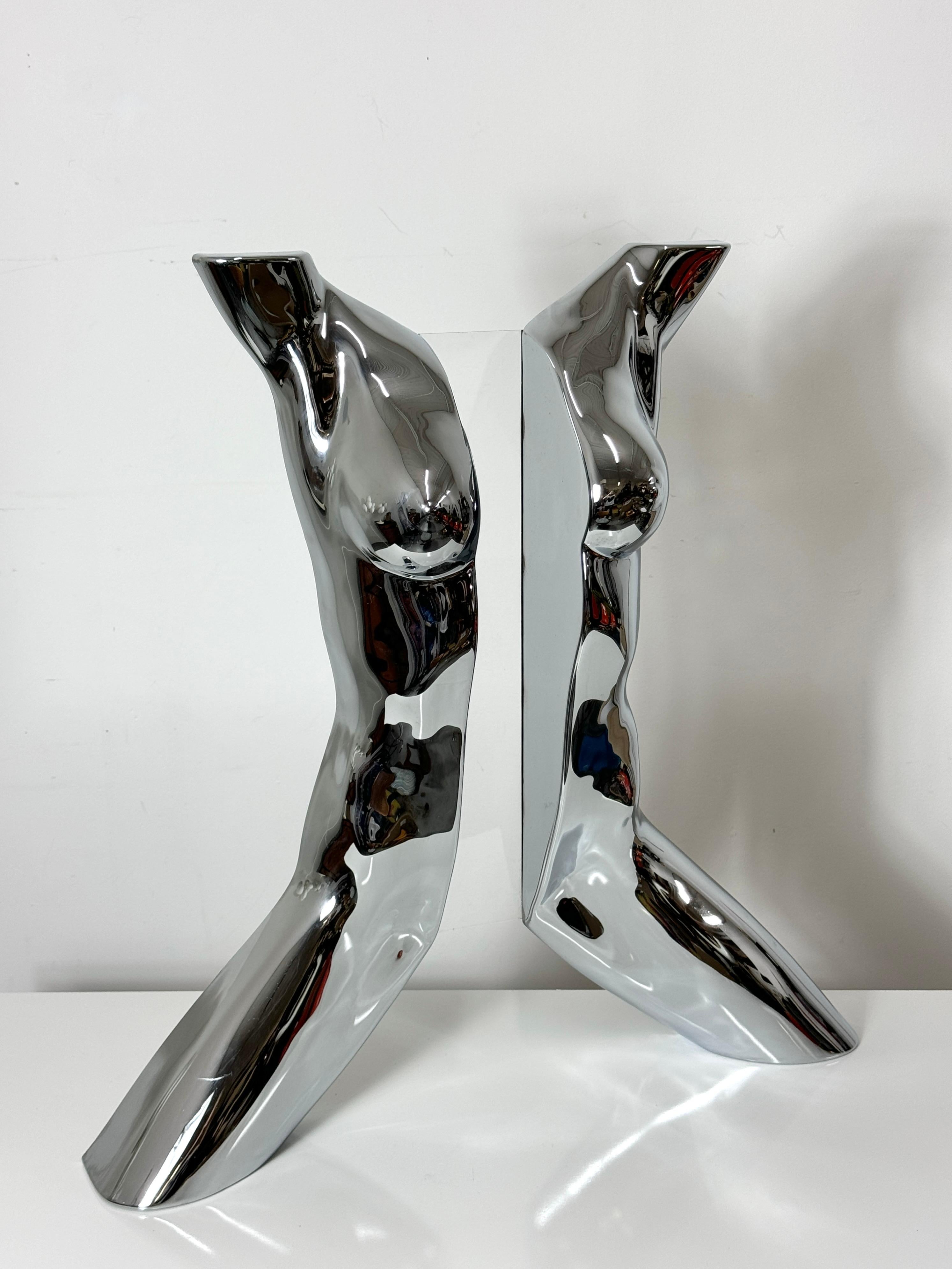 Mid-Century Modern Pop Art Chrome Acrylic Nude Female Torso Wall Sculpture by Sandro Bocola 1970