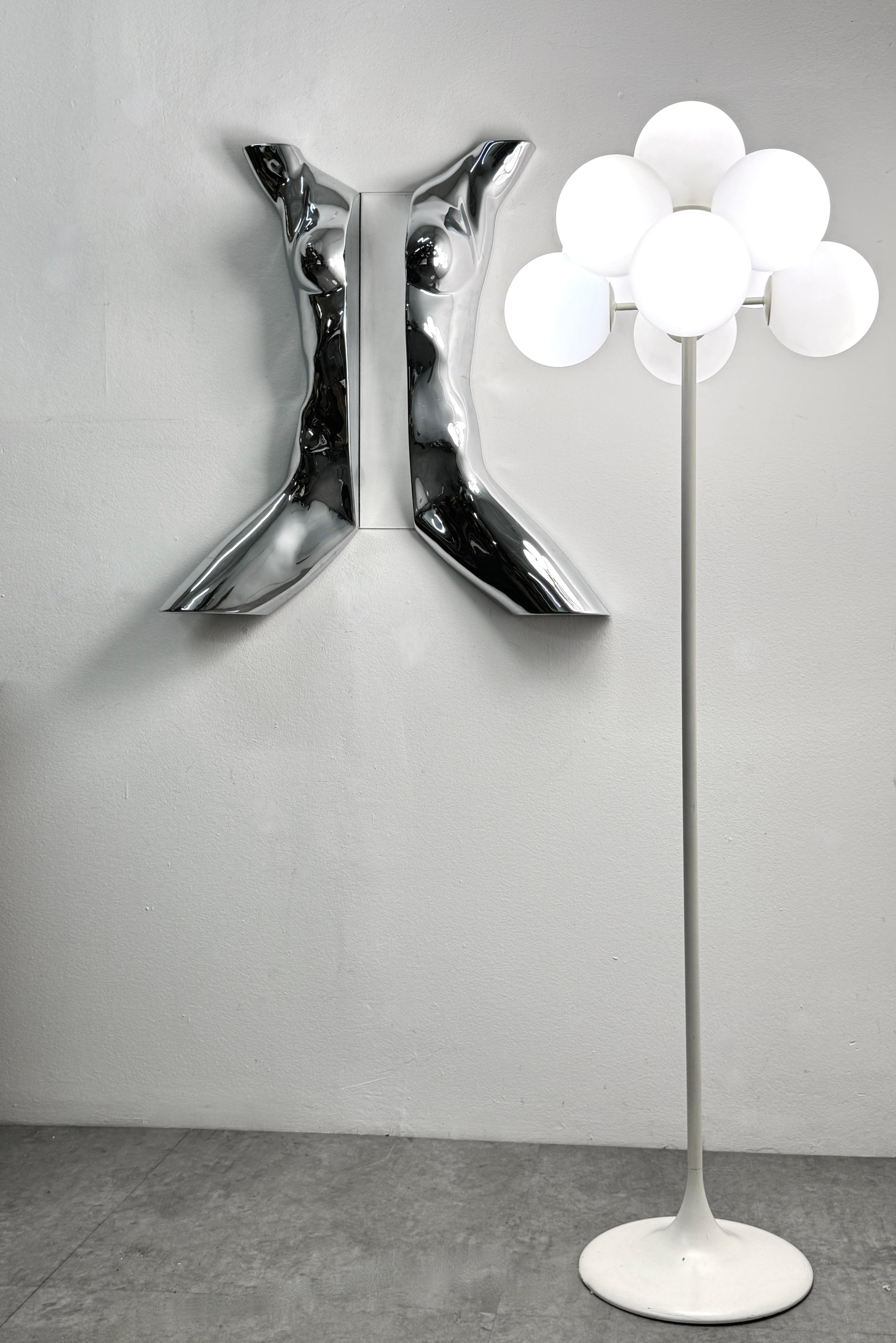 Pop Art Chrome Acrylic Nude Female Torso Wall Sculpture by Sandro Bocola 1970 In Good Condition In Troy, MI