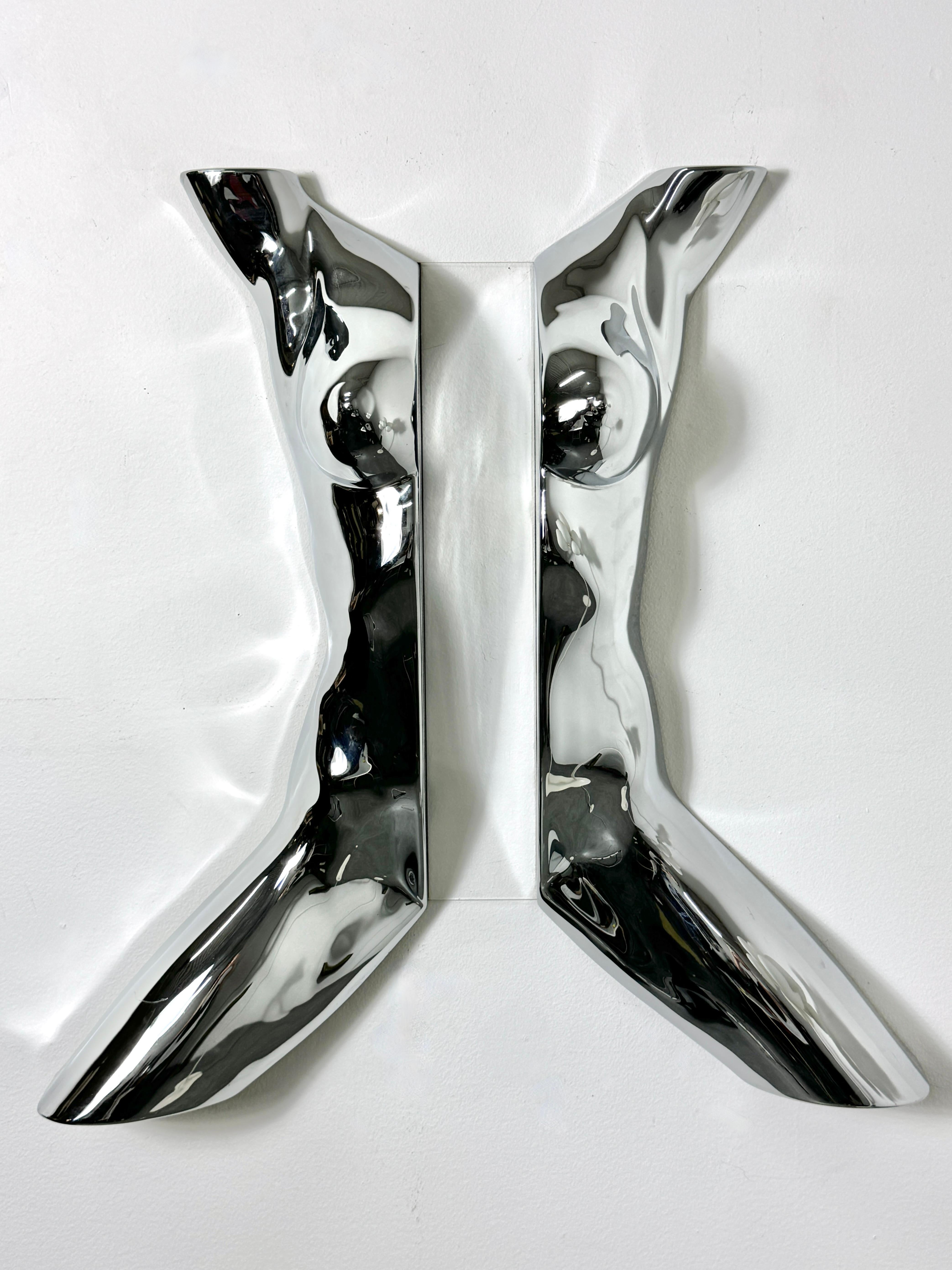 Late 20th Century Pop Art Chrome Acrylic Nude Female Torso Wall Sculpture by Sandro Bocola 1970