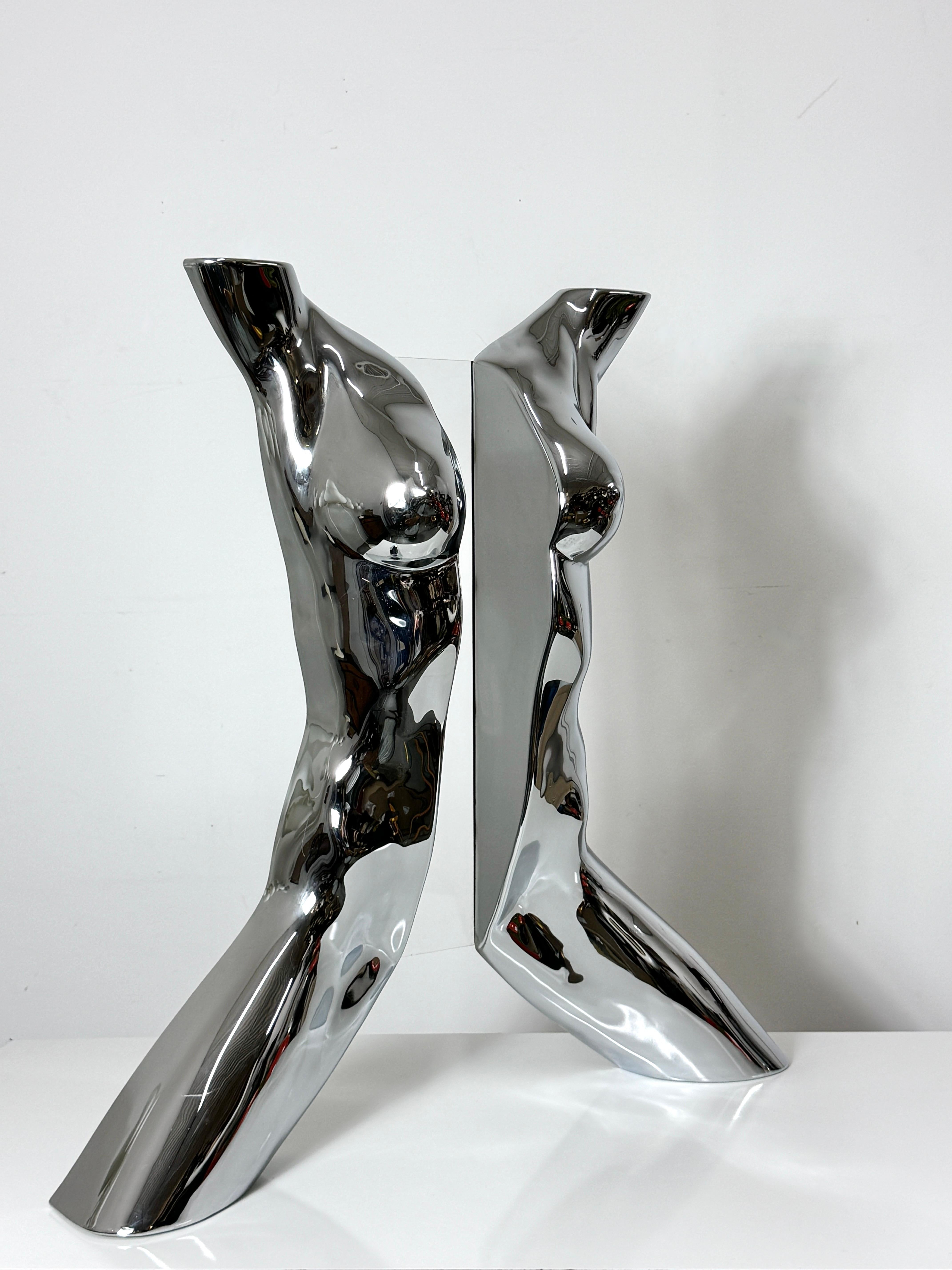 Pop Art Chrome Acrylic Nude Female Torso Wall Sculpture by Sandro Bocola 1970 2