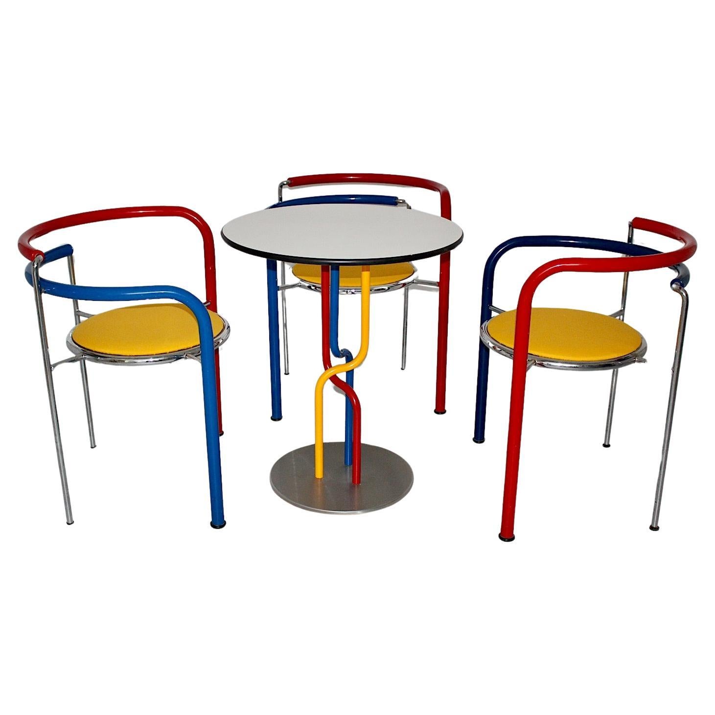 Pop Art Dining Chairs and Table Rud Thygesen Johnny Sorensen Denmark c 1989