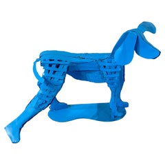 Pop Art Garden Fountain/ Sculpture of a Standing Blue Dog