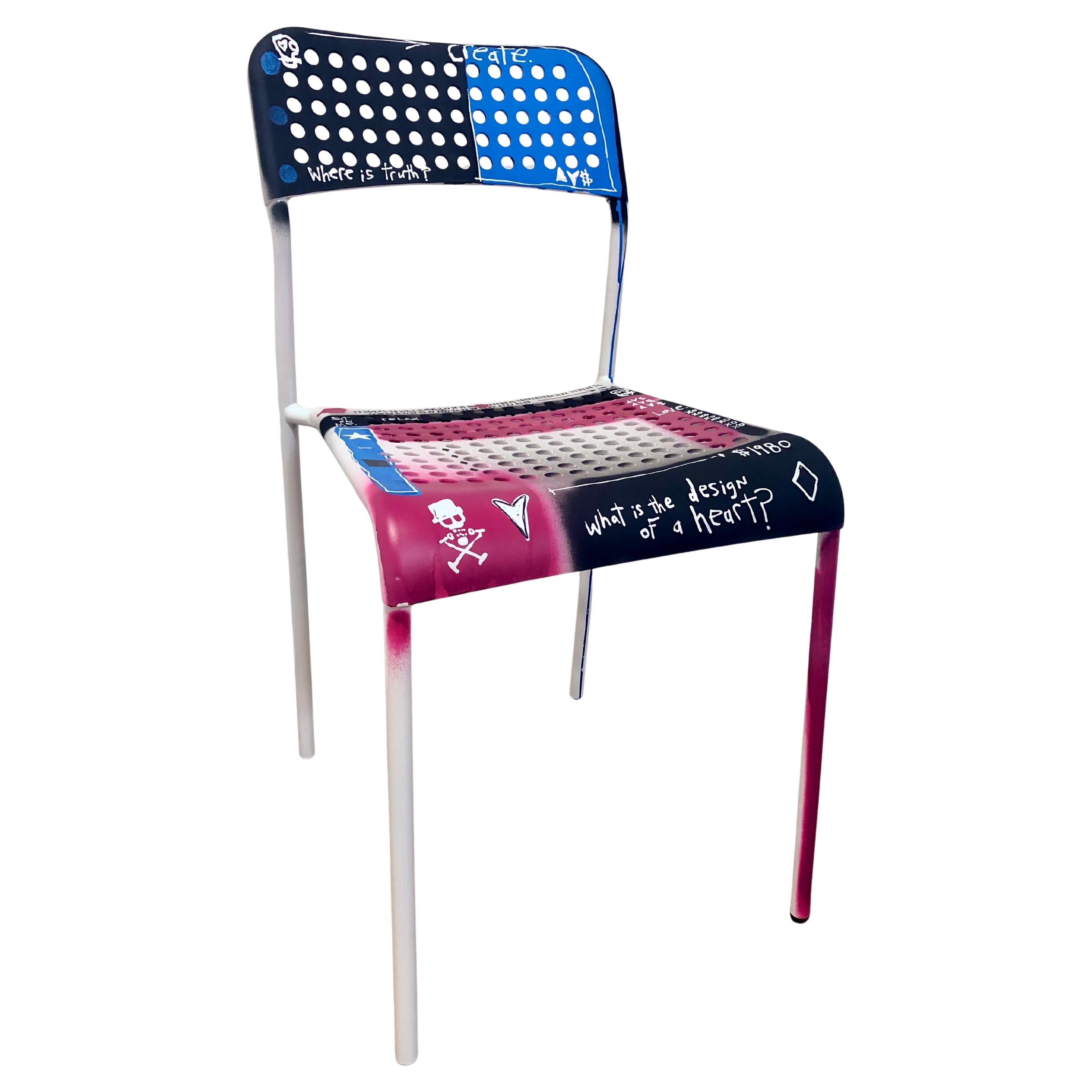 Pop Art Graffiti Tagged Chair (I) by Adam Baranello For Sale