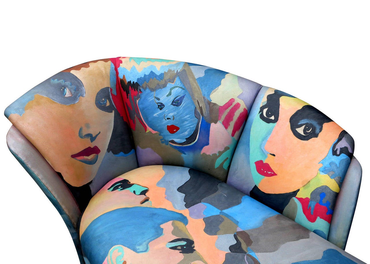 Post-Modern Pop Art Hand Painted Chaise Lounge by Robert Fischer