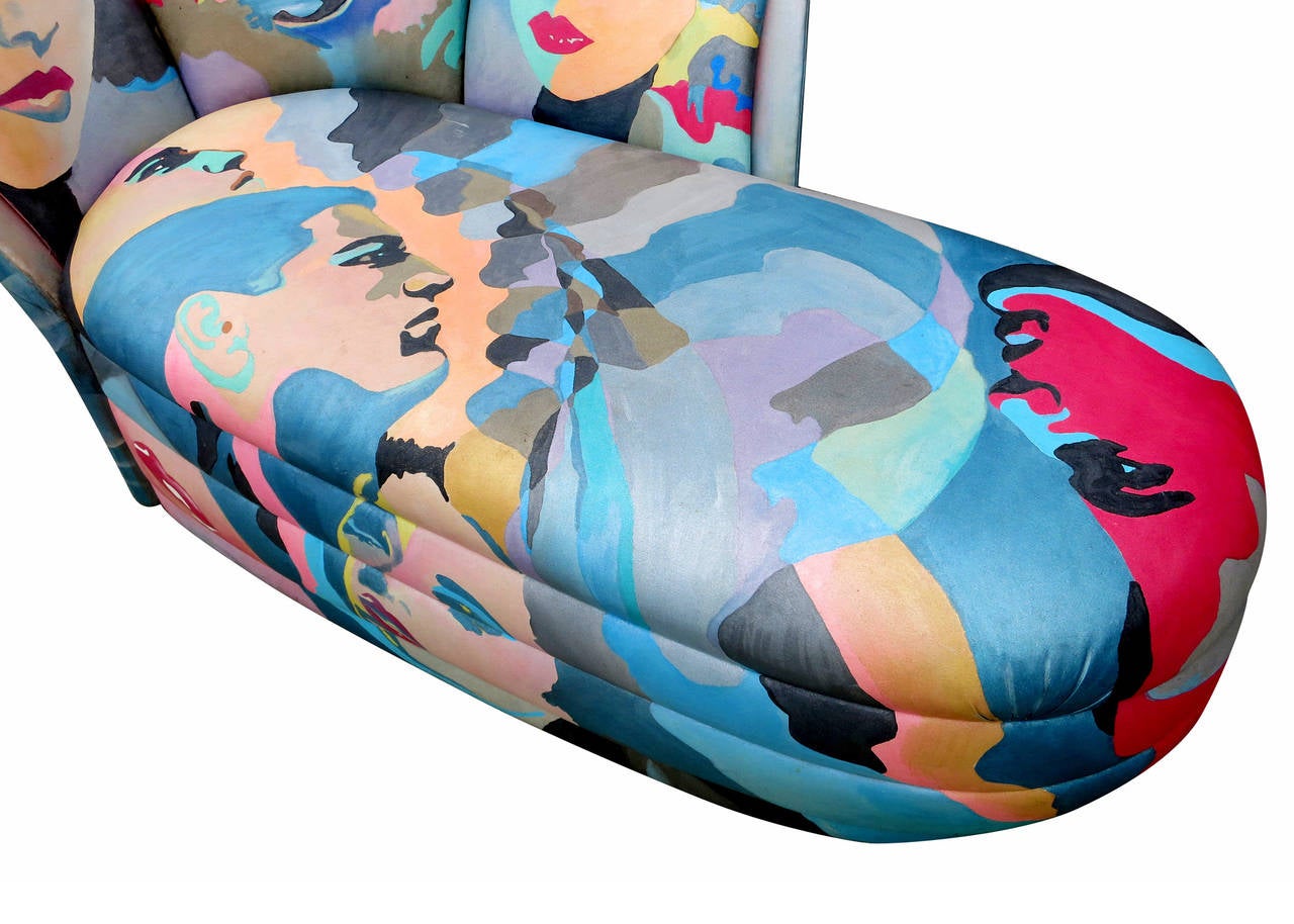 American Pop Art Hand Painted Chaise Lounge by Robert Fischer