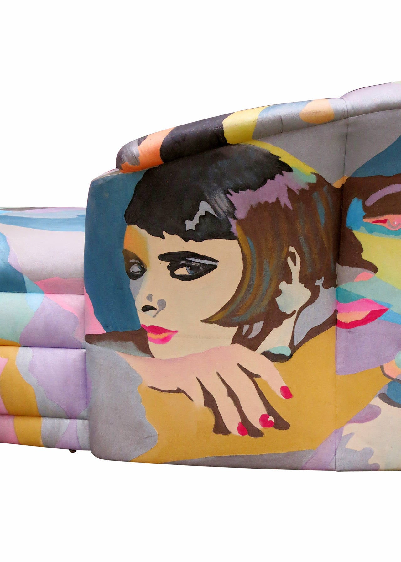 Pop Art Hand Painted Chaise Lounge by Robert Fischer In Good Condition In Van Nuys, CA