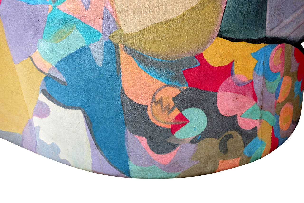 Canvas Pop Art Hand Painted Chaise Lounge by Robert Fischer