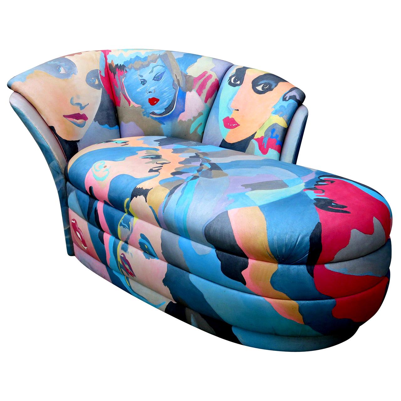 Pop Art Hand Painted Chaise Lounge by Robert Fischer