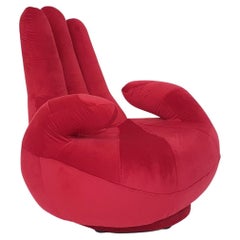 Pop-Art "Hand-Shaped" Swivel Lounge Chair, 1980's