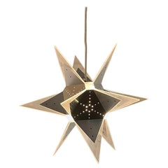 Pop Art Hanging Pendant Light Moravian Lucky Star Lucite & Aluminum, Italy 1960s