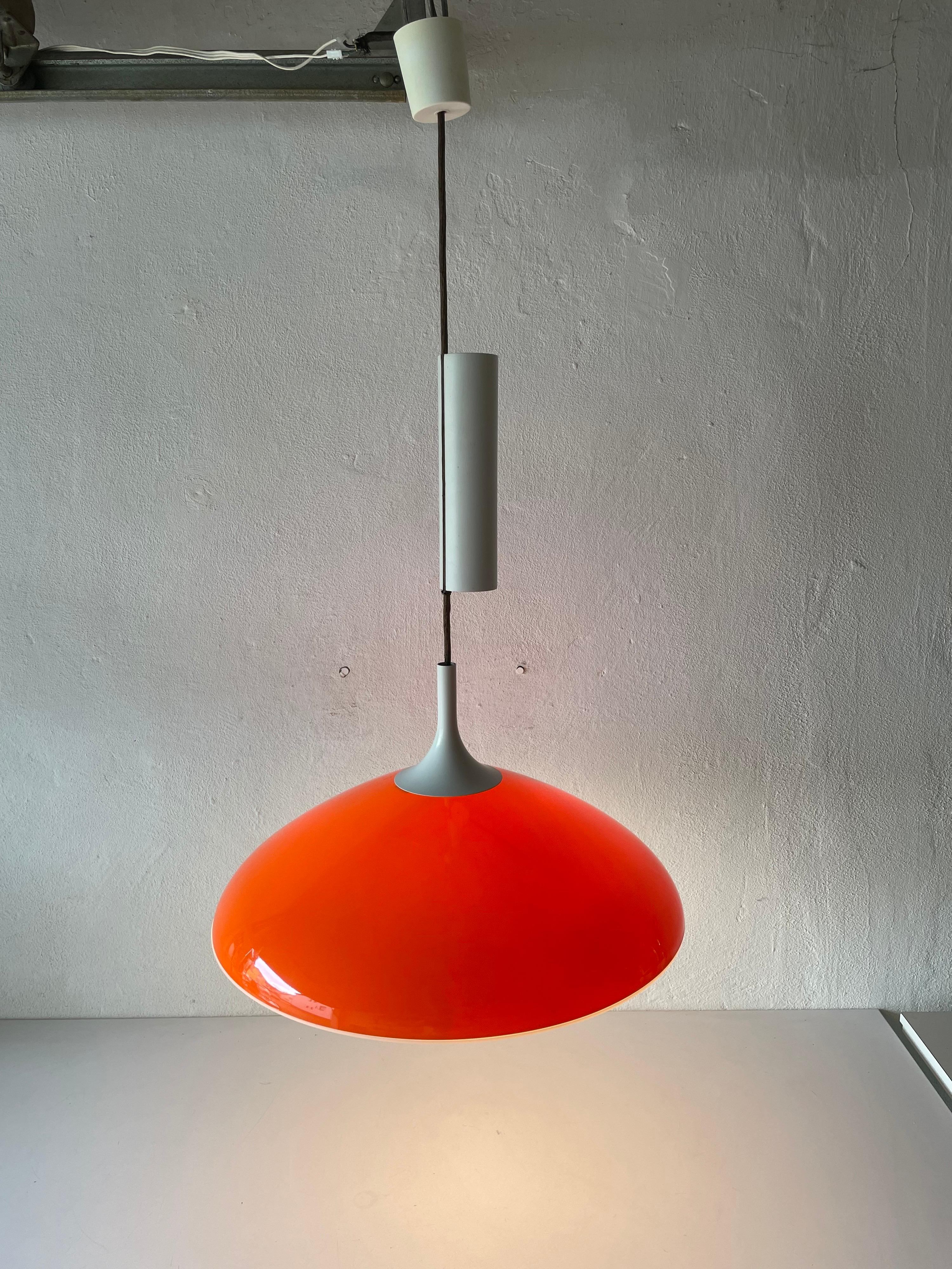 Plastic Pop Art Large Orange Ceiling Lamp by Temde, 1960s, Switzerland For Sale