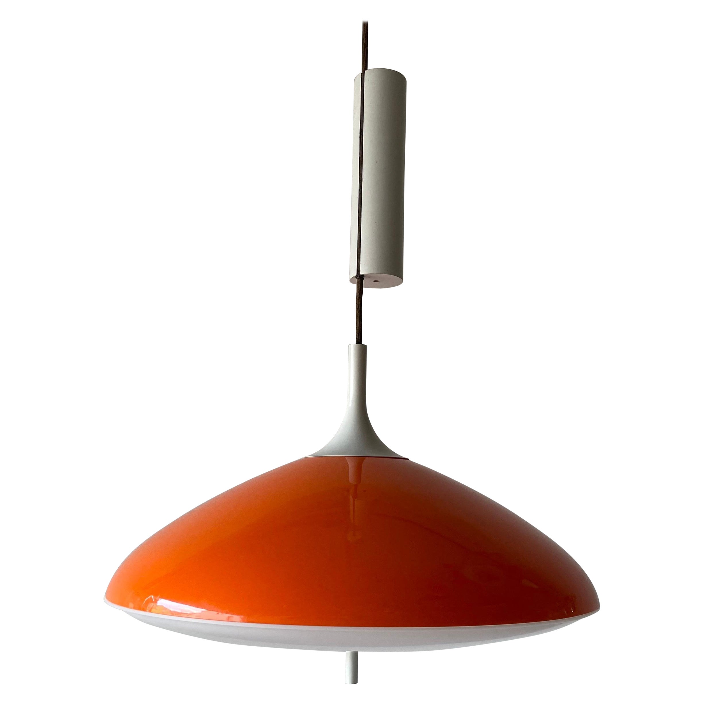 Grand plafonnier orange Pop Art de Temde, années 1960, Suisse