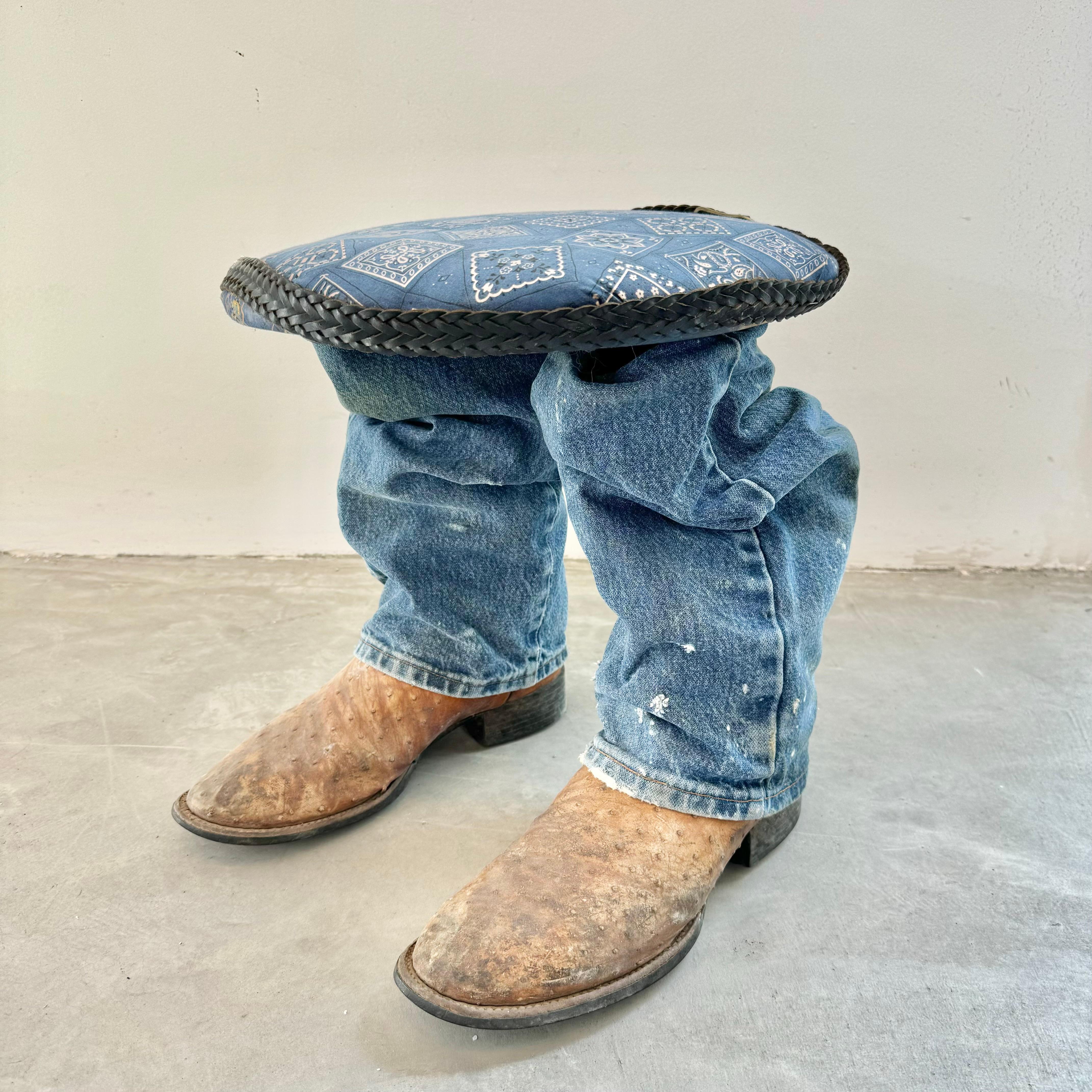 Pop-Art Legs with Cowboy Boots Stool, 1990s USA In Good Condition In Los Angeles, CA