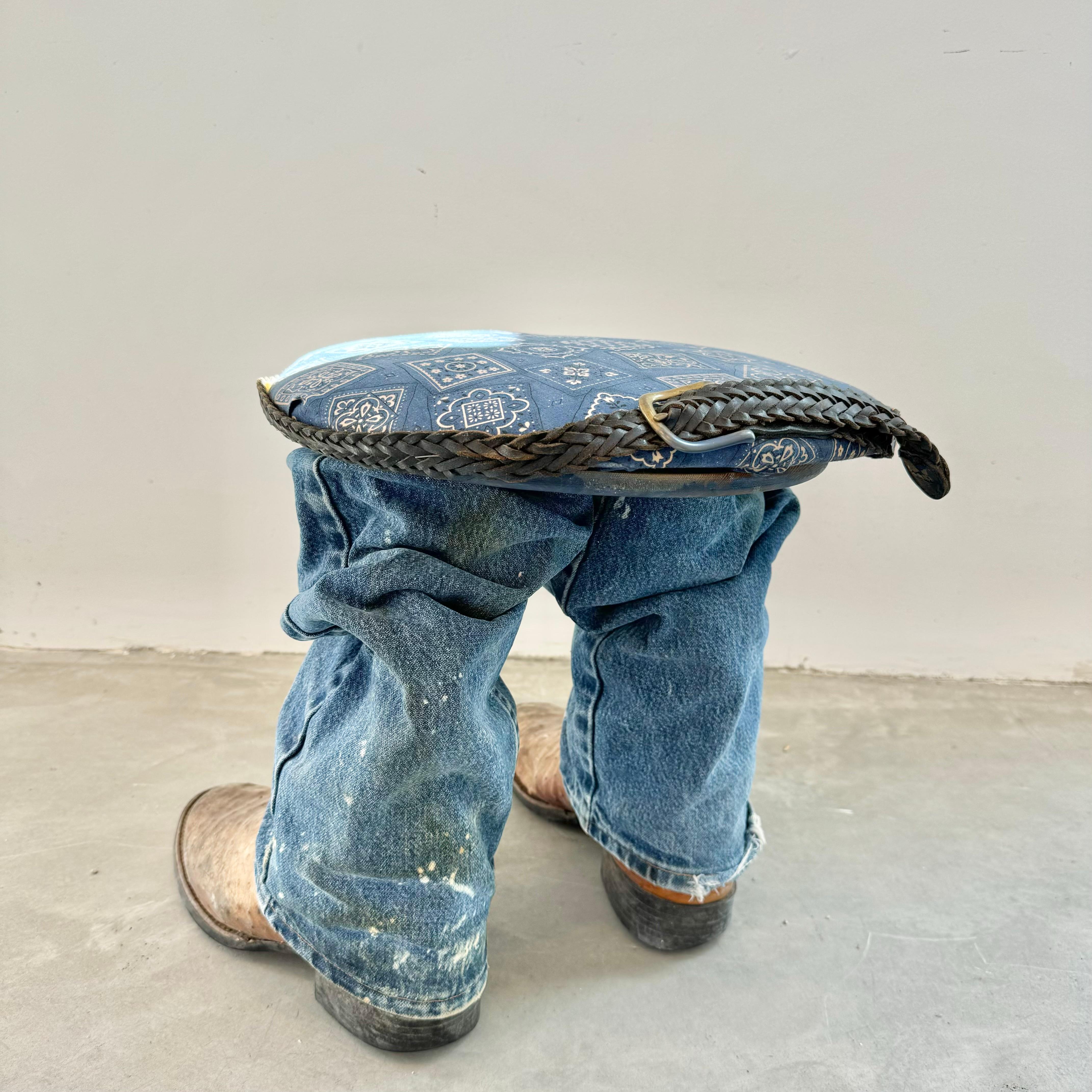 Fabric Pop-Art Legs with Cowboy Boots Stool, 1990s USA