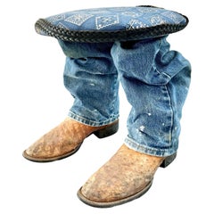 Pop-Art Legs with Cowboy Boots Stool, 1990s USA