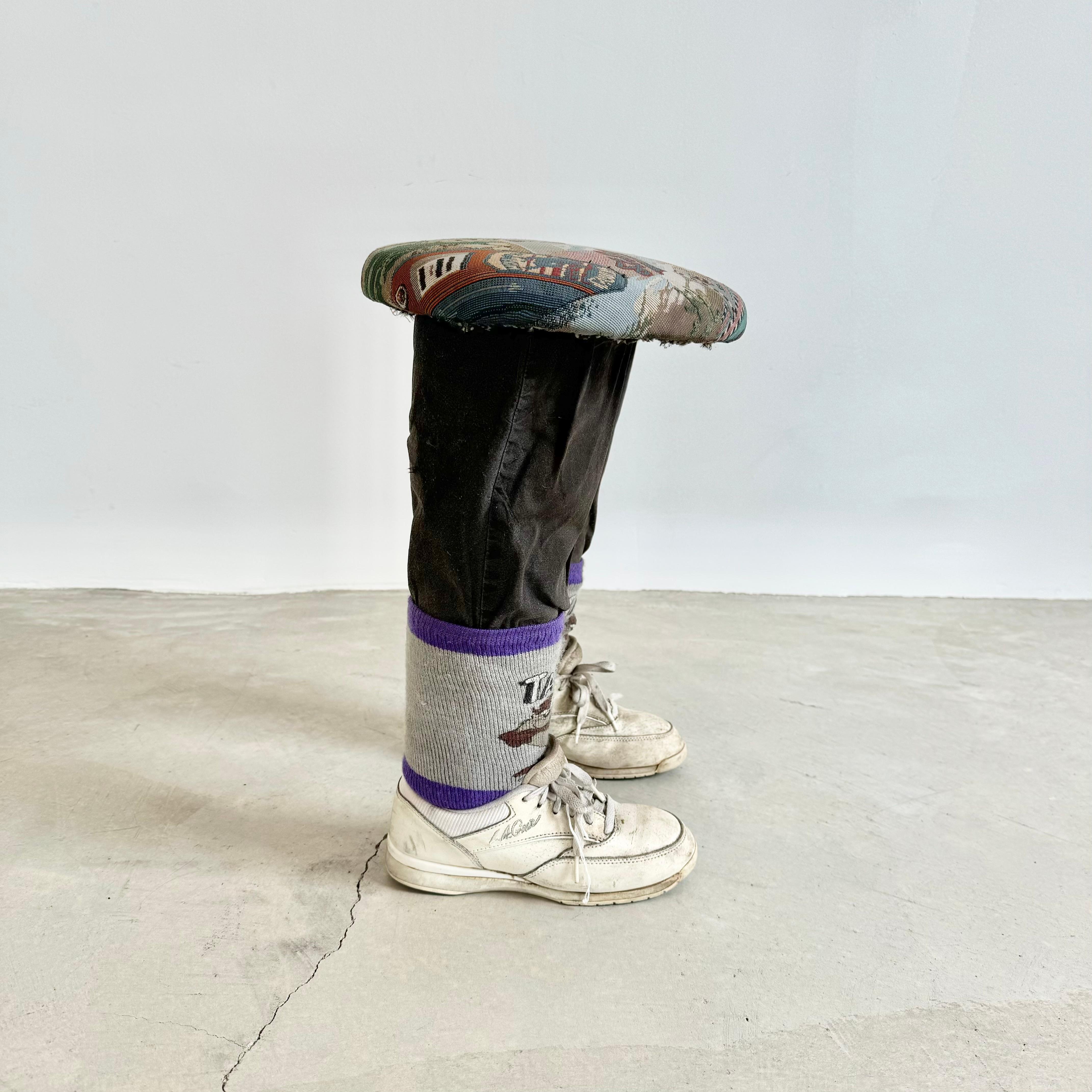Metal Pop-Art Legs with Sneakers Stool, 1990s USA