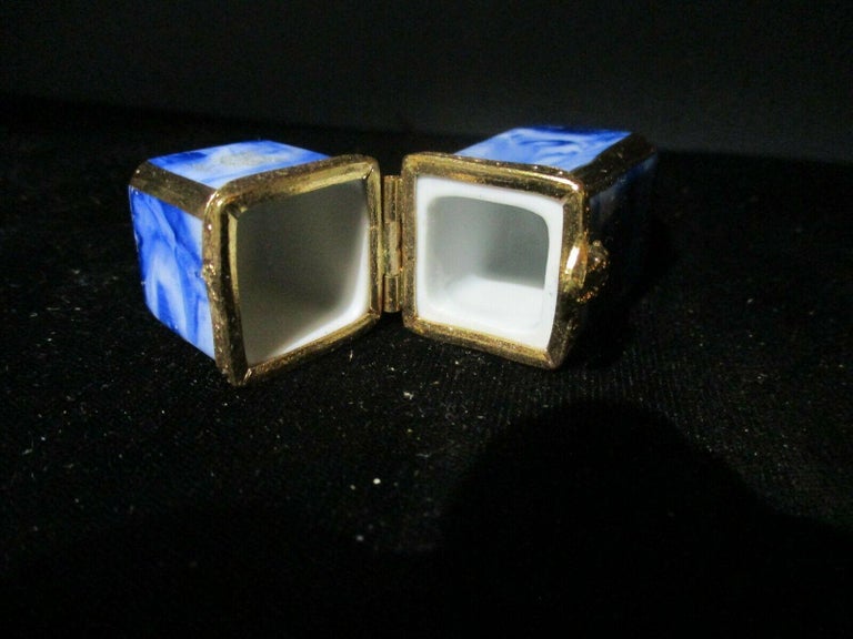 20th Century Pop Art Limoges French Porcelain Lipstick Miniature Trinket Box Rochard Signed For Sale