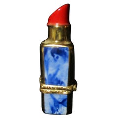 Vintage Pop Art Limoges French Porcelain Lipstick Miniature Trinket Box Rochard Signed