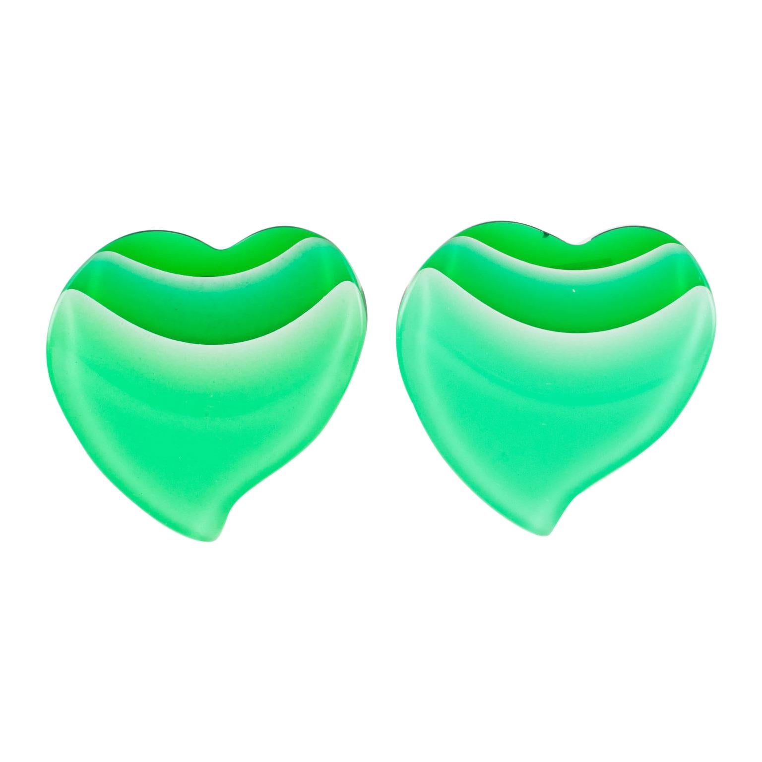 Clip On Retro Gold & Black Enamel Drop Heart Earrings – 4cm Triple Tier Hearts