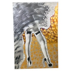 Pop Art Mixed Media on Canvas Entitled " Dark Angel" Signed by Artist