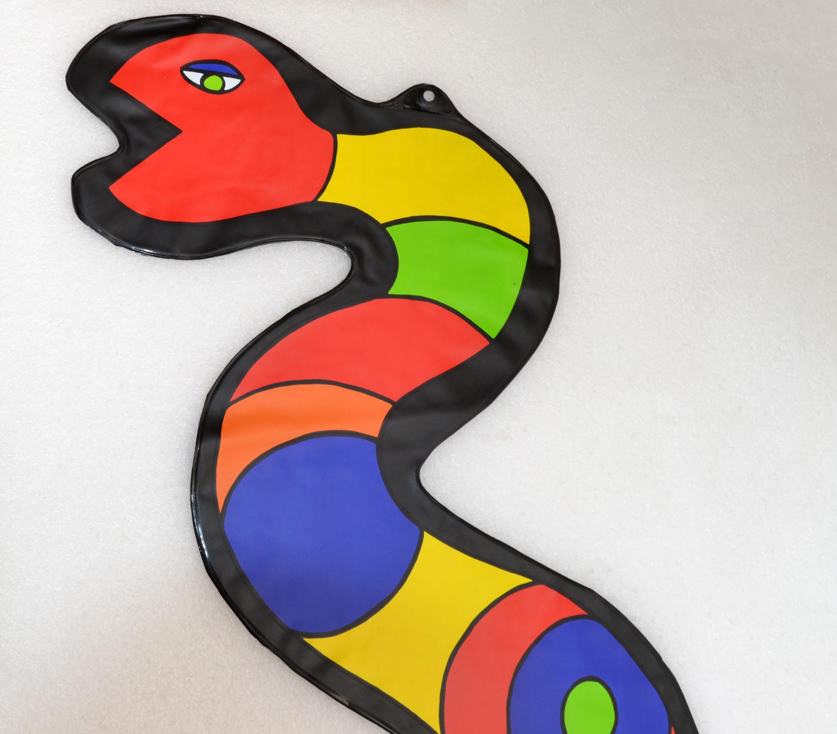 Hand-Painted Pop Art Niki de Saint Phalle Inflatable Plastic Snake Collectibles, France 1999 For Sale