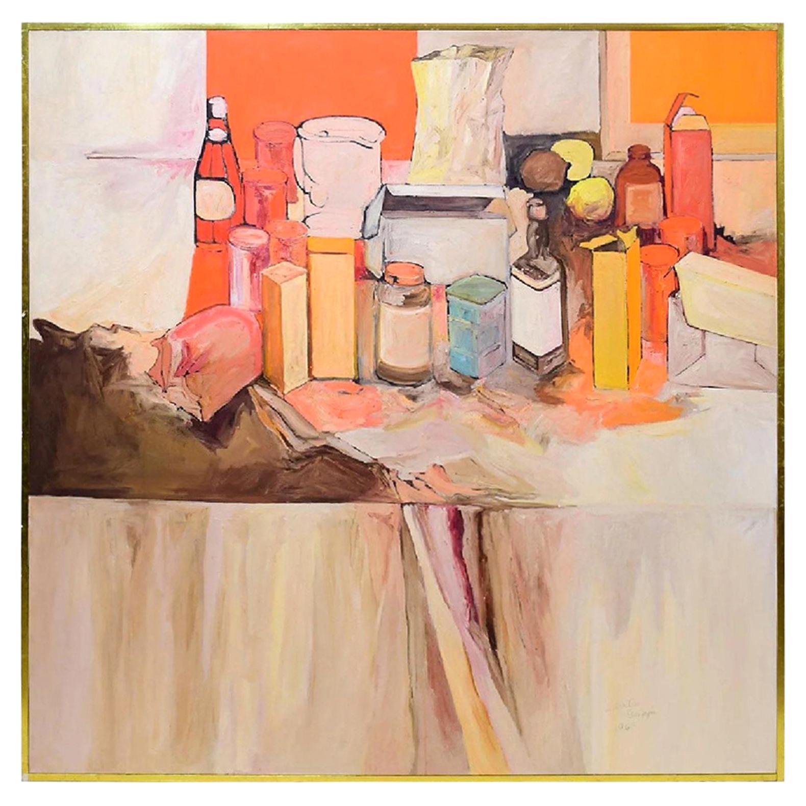 Pop Art Oil on Canvas Untitled Still-Life Painting by Salvatore Grippi, 1970 For Sale