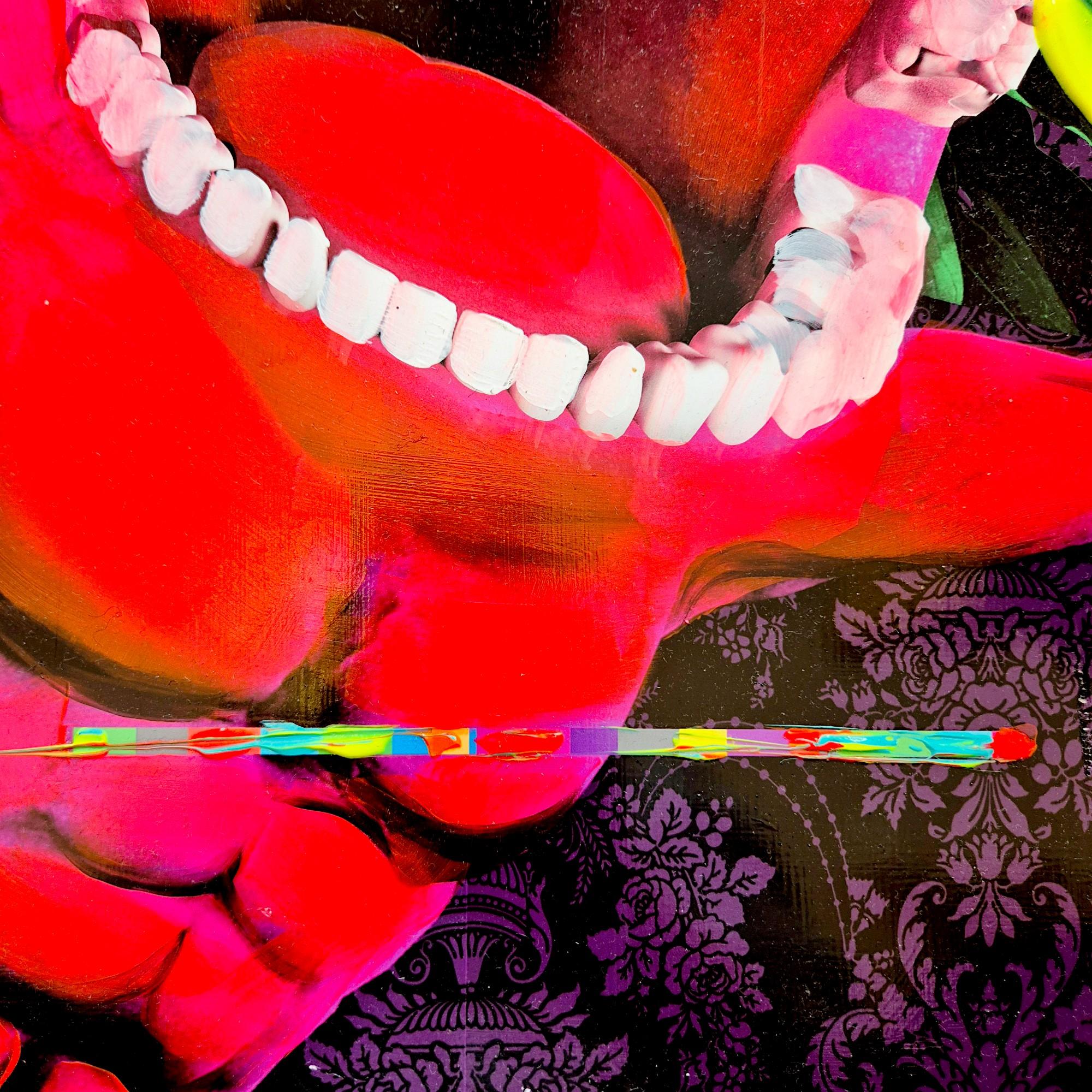 Pop Art Oiled Painitng by Marc Felten (1954-) titled 'Drole de Fleur' For Sale 2