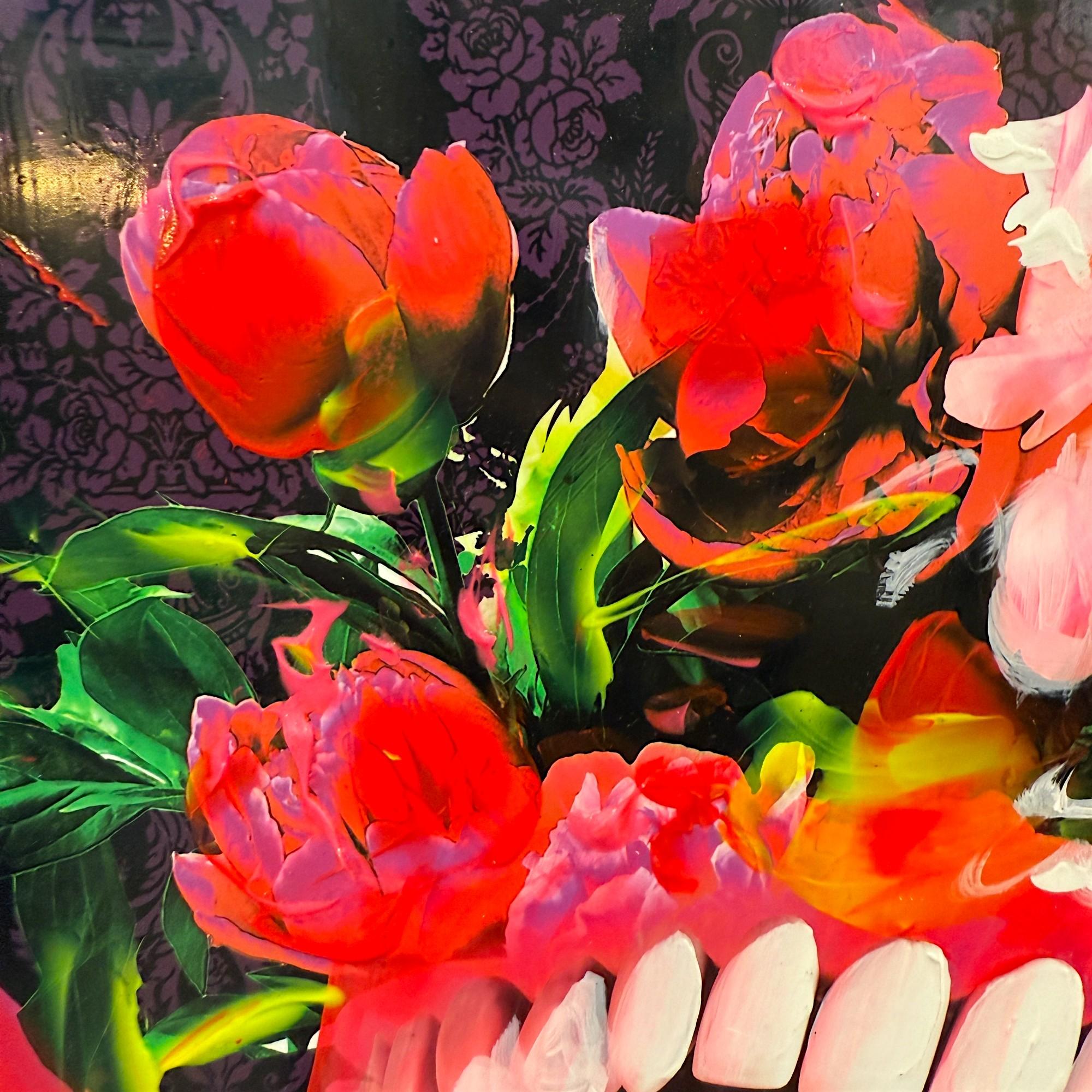 Pop Art Oiled Painitng by Marc Felten (1954-) titled 'Drole de Fleur' For Sale 5