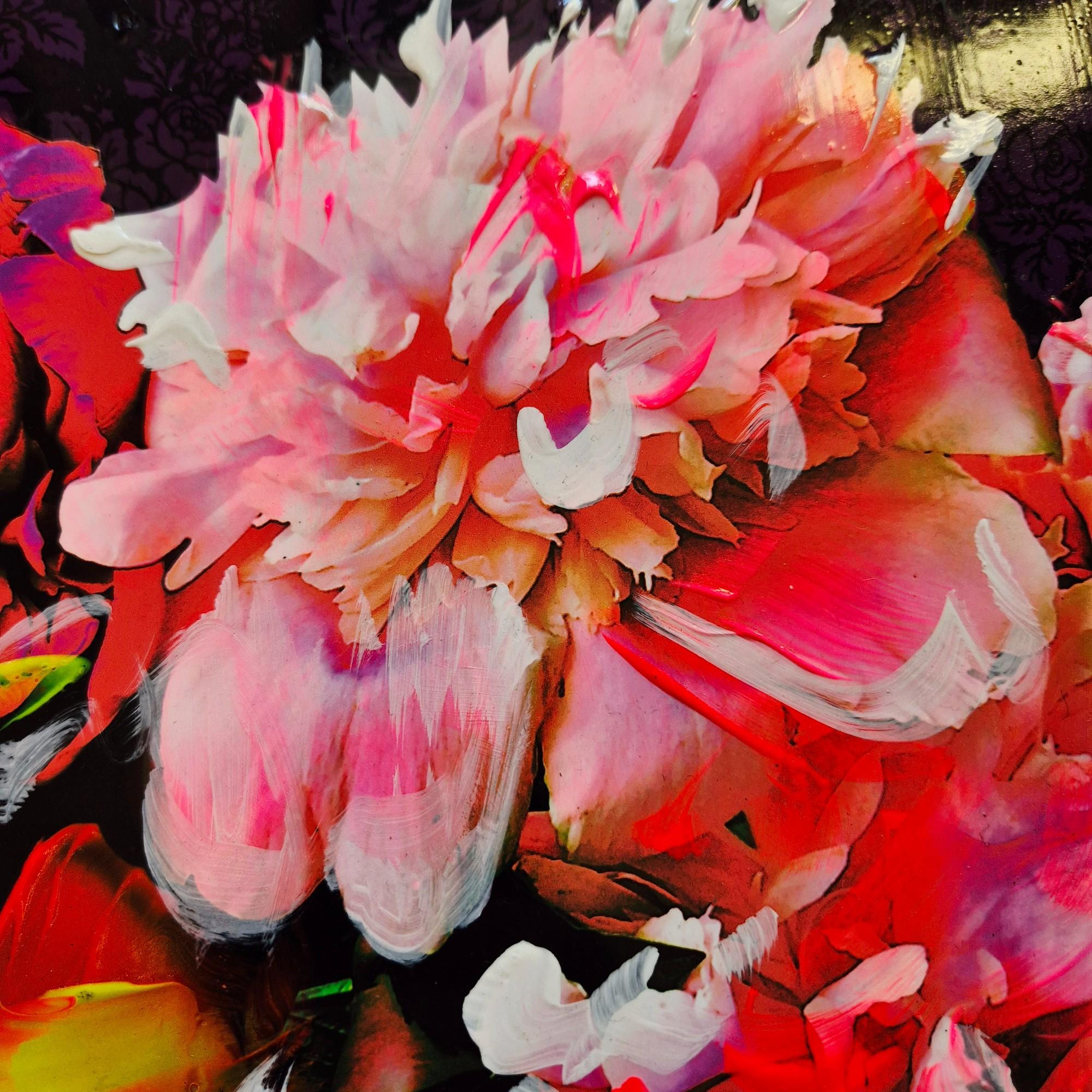 Contemporary Pop Art Oiled Painitng by Marc Felten (1954-) titled 'Drole de Fleur' For Sale
