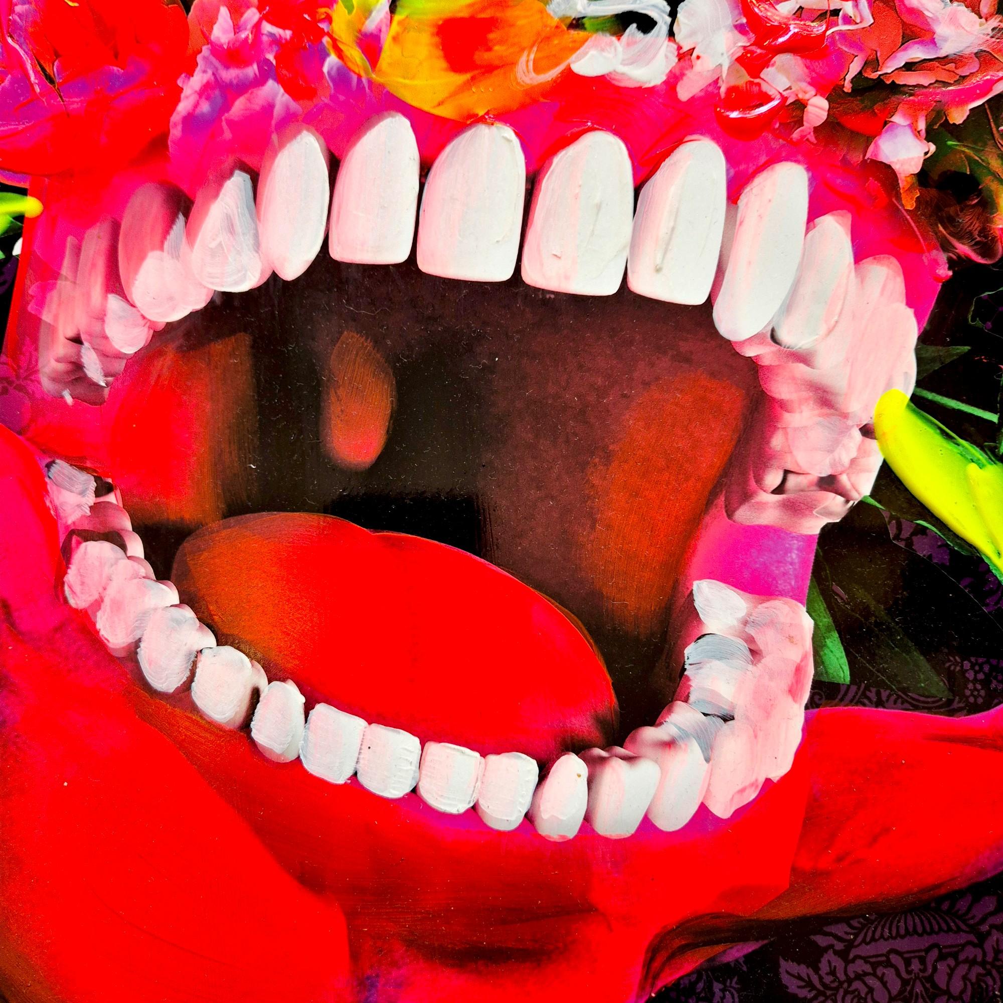 Pop Art Oiled Painitng by Marc Felten (1954-) titled 'Drole de Fleur' For Sale 1