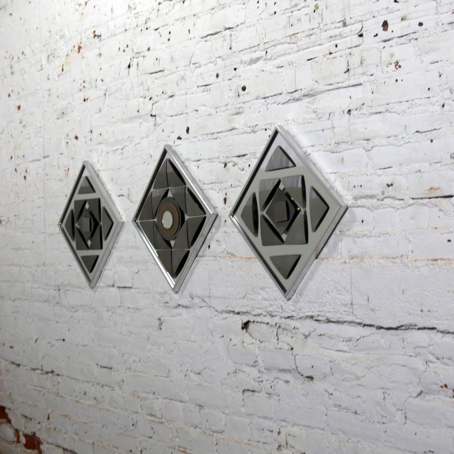 Pop Art Op Art Geometric Trio of Framed Mirror Wall Sculptures by Hal Bienenfeld 4