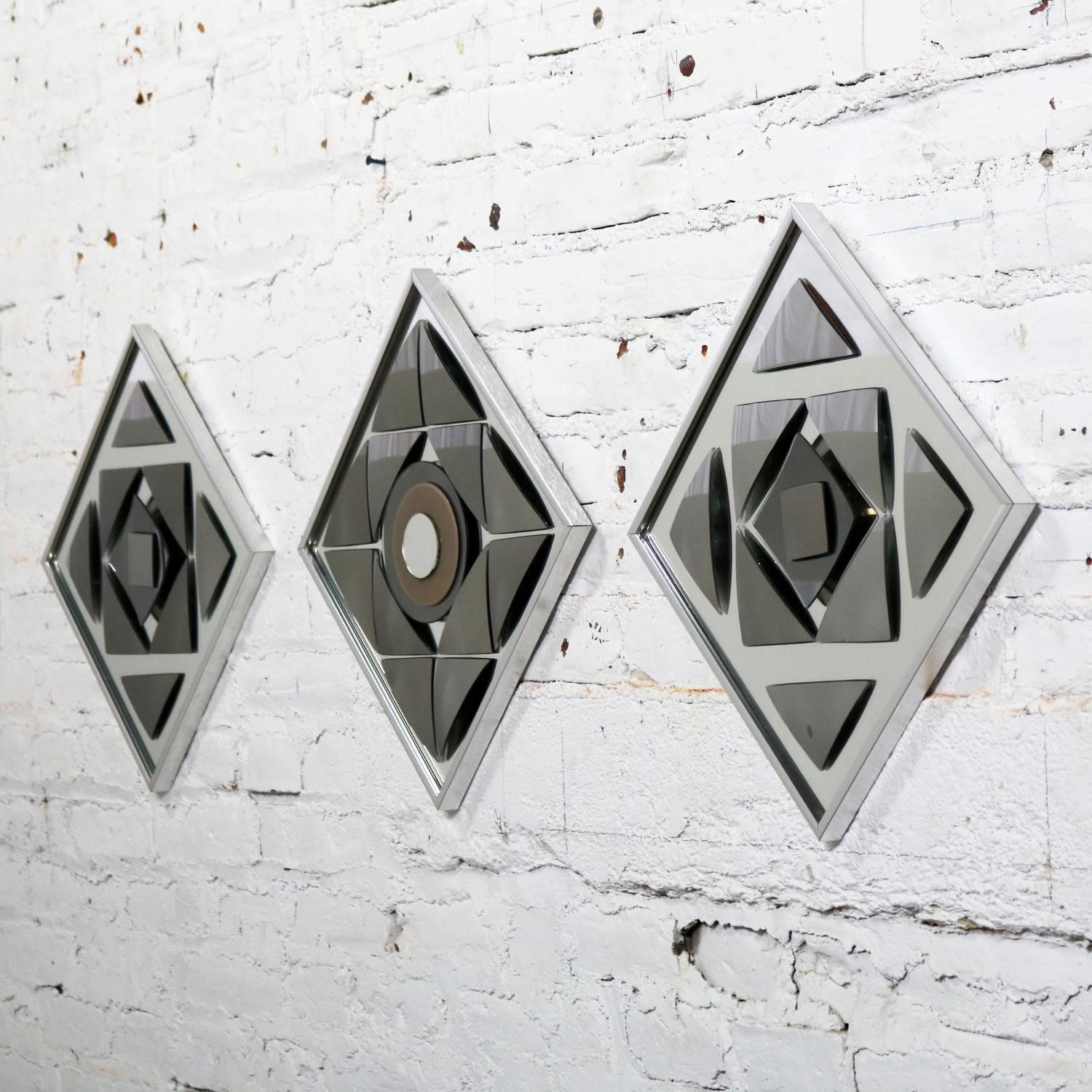 Pop Art Op Art Geometric Trio of Framed Mirror Wall Sculptures by Hal Bienenfeld 5
